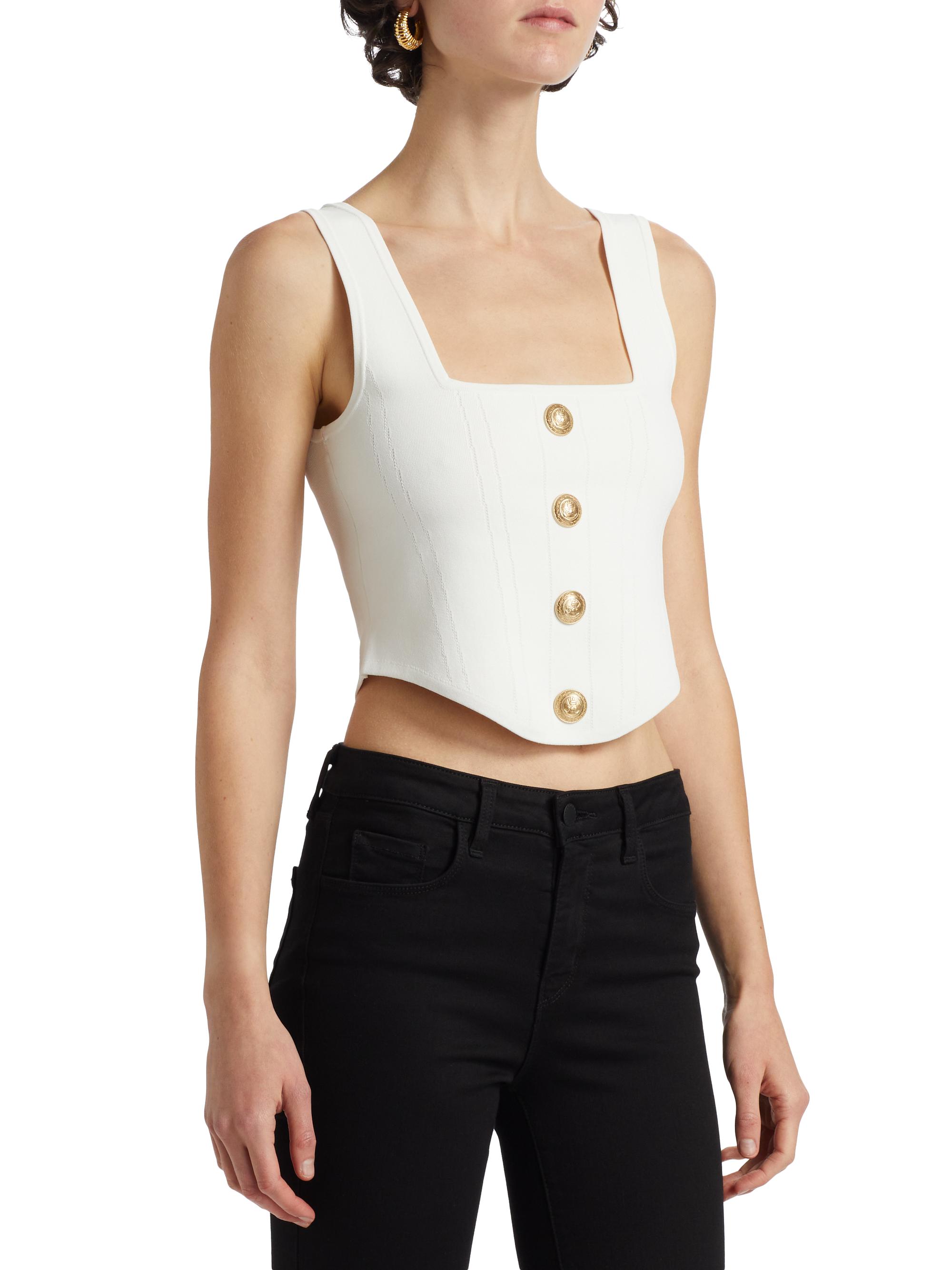L'AGENCE Saga Compact-Knit Corset Top | Saks Fifth Avenue