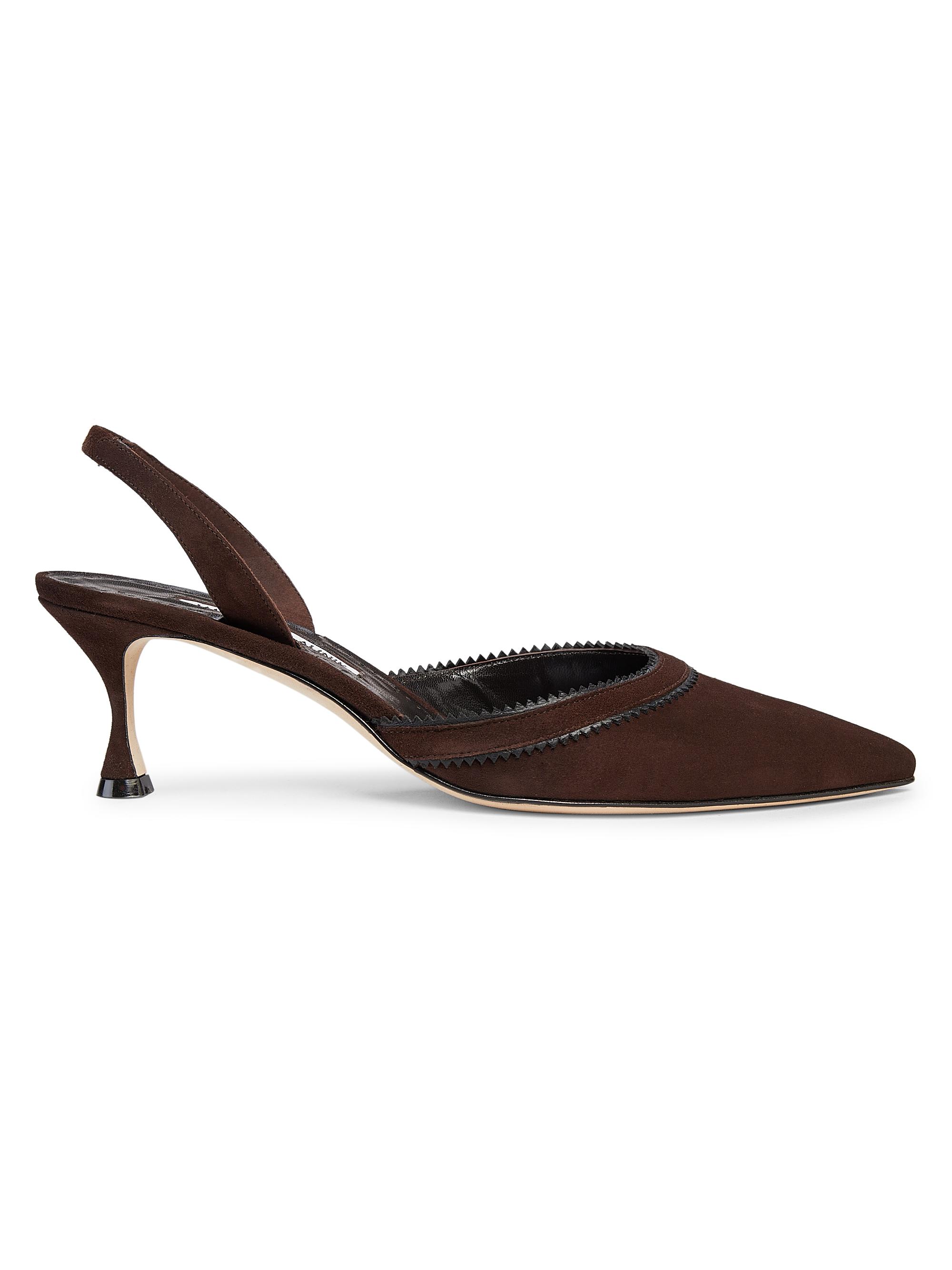 Manolo Blahnik Women's Brontiasli 50MM Suede Slingback Pumps - Dark Brown And Black