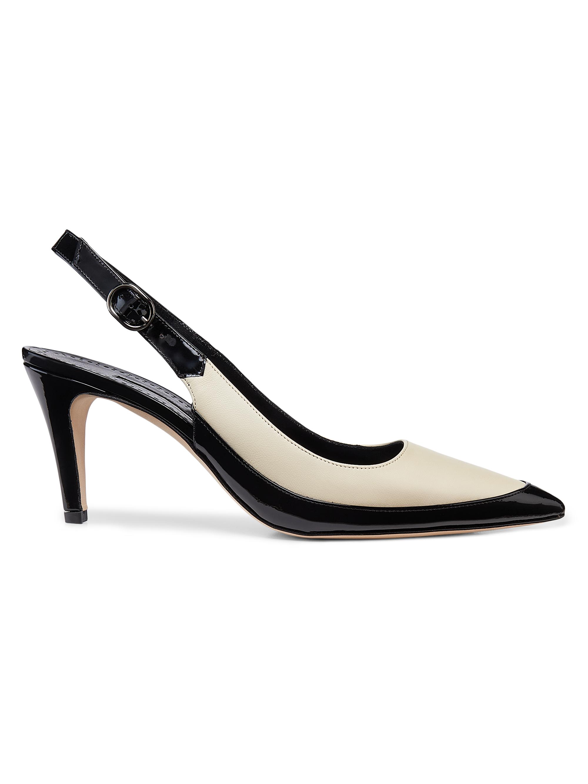 Manolo Blahnik Women's Telemaca 70MM Leather Slingback Pumps - Black And Cream