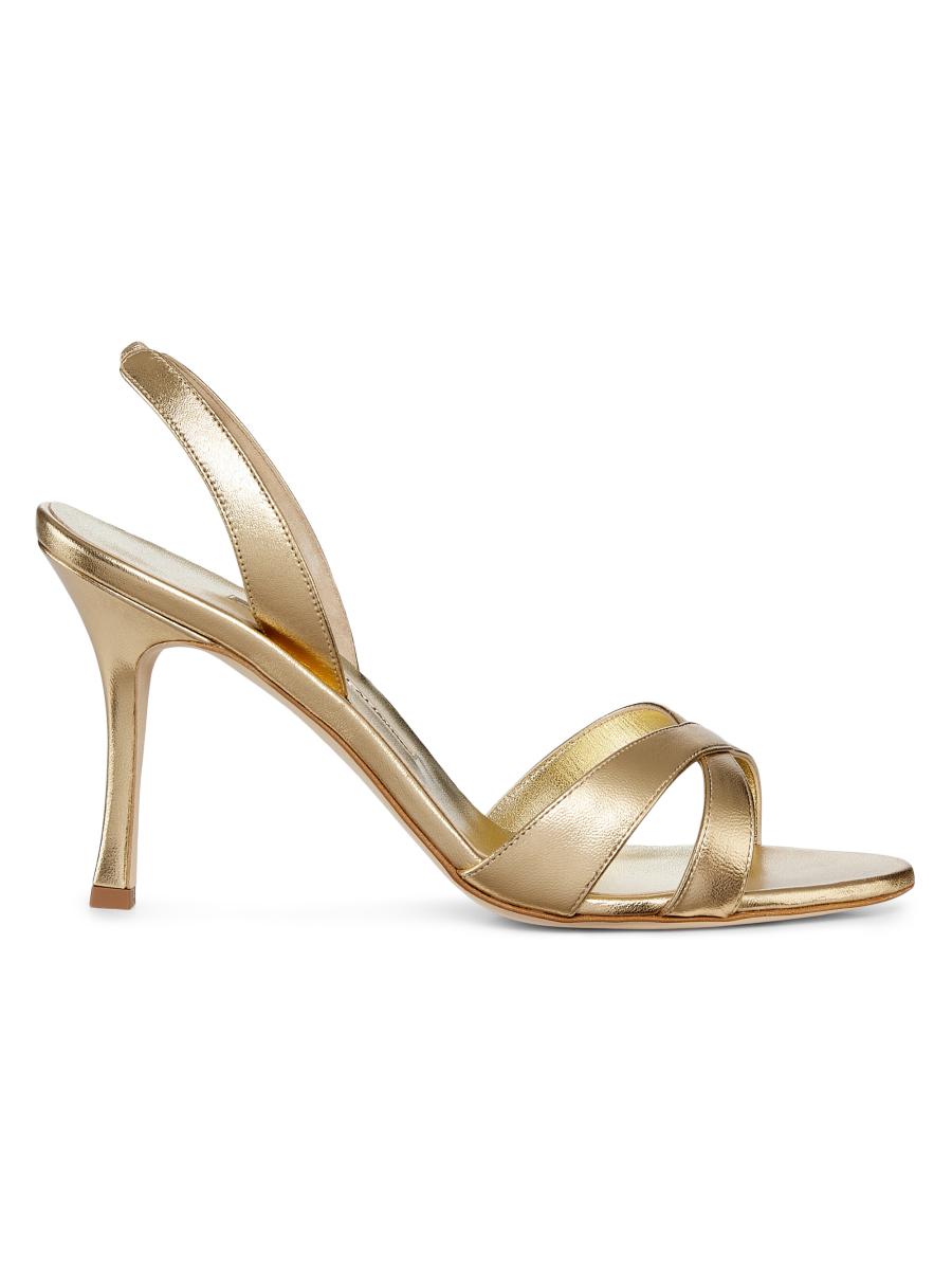 MANOLO BLAHNIK ベージュ ハイヒール 35½ Manolo Blahnik Beige Slingback Sandal Heels With Reworked