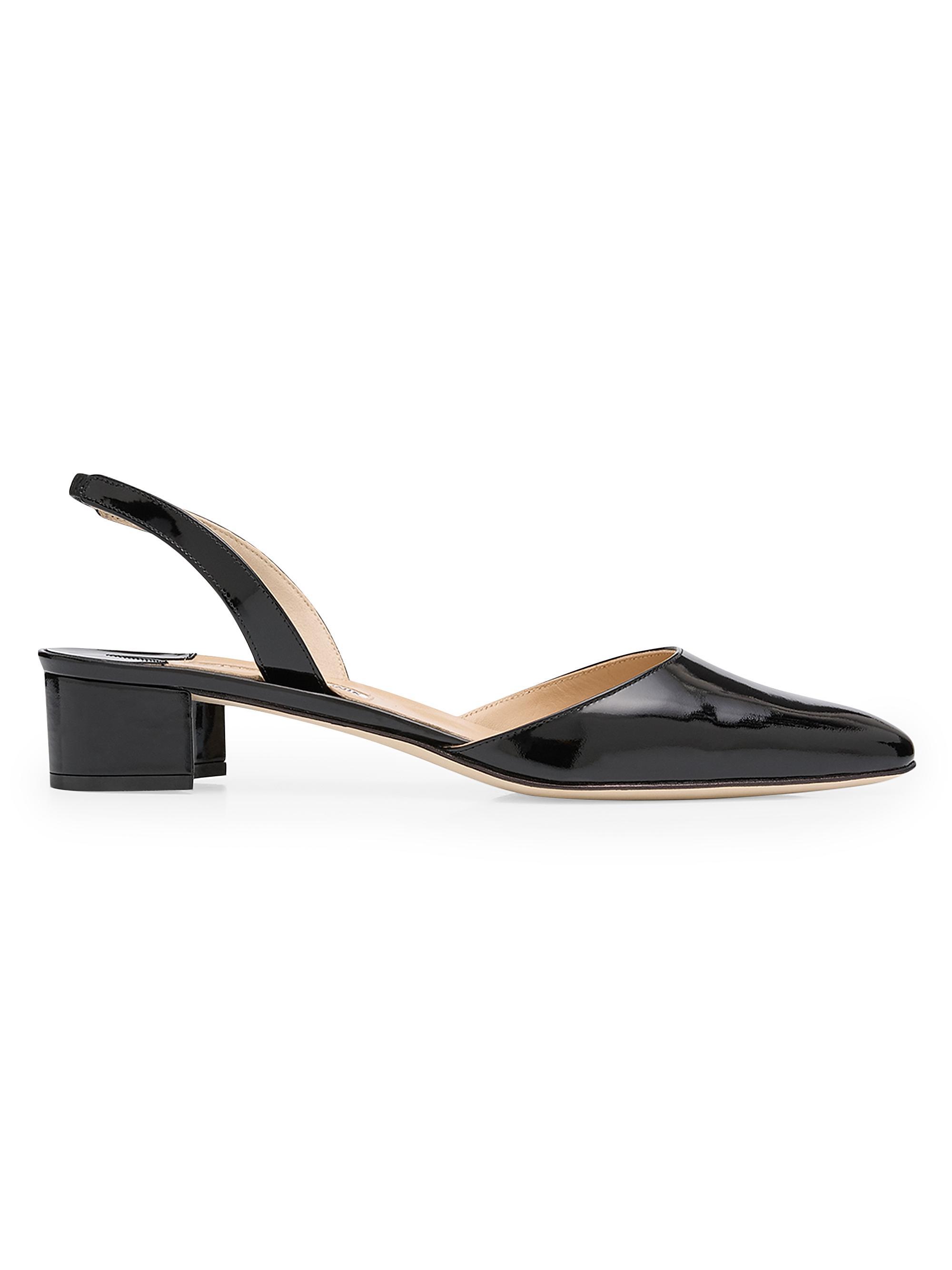 Manolo Blahnik Women's Aspro Patent Leather Slingback Pumps - Black