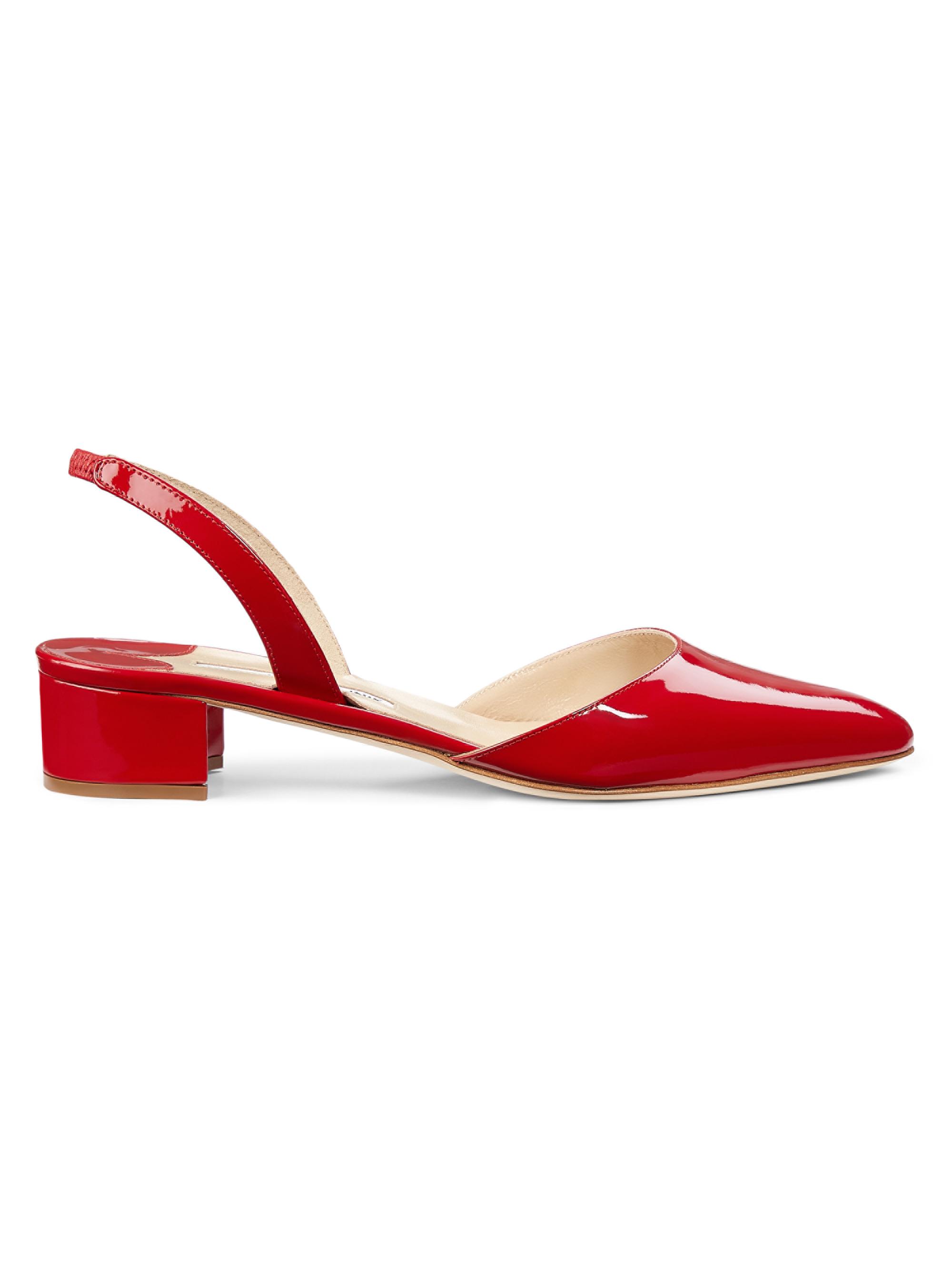 Manolo Blahnik Women's Aspro Patent Leather Slingback Pumps - Red