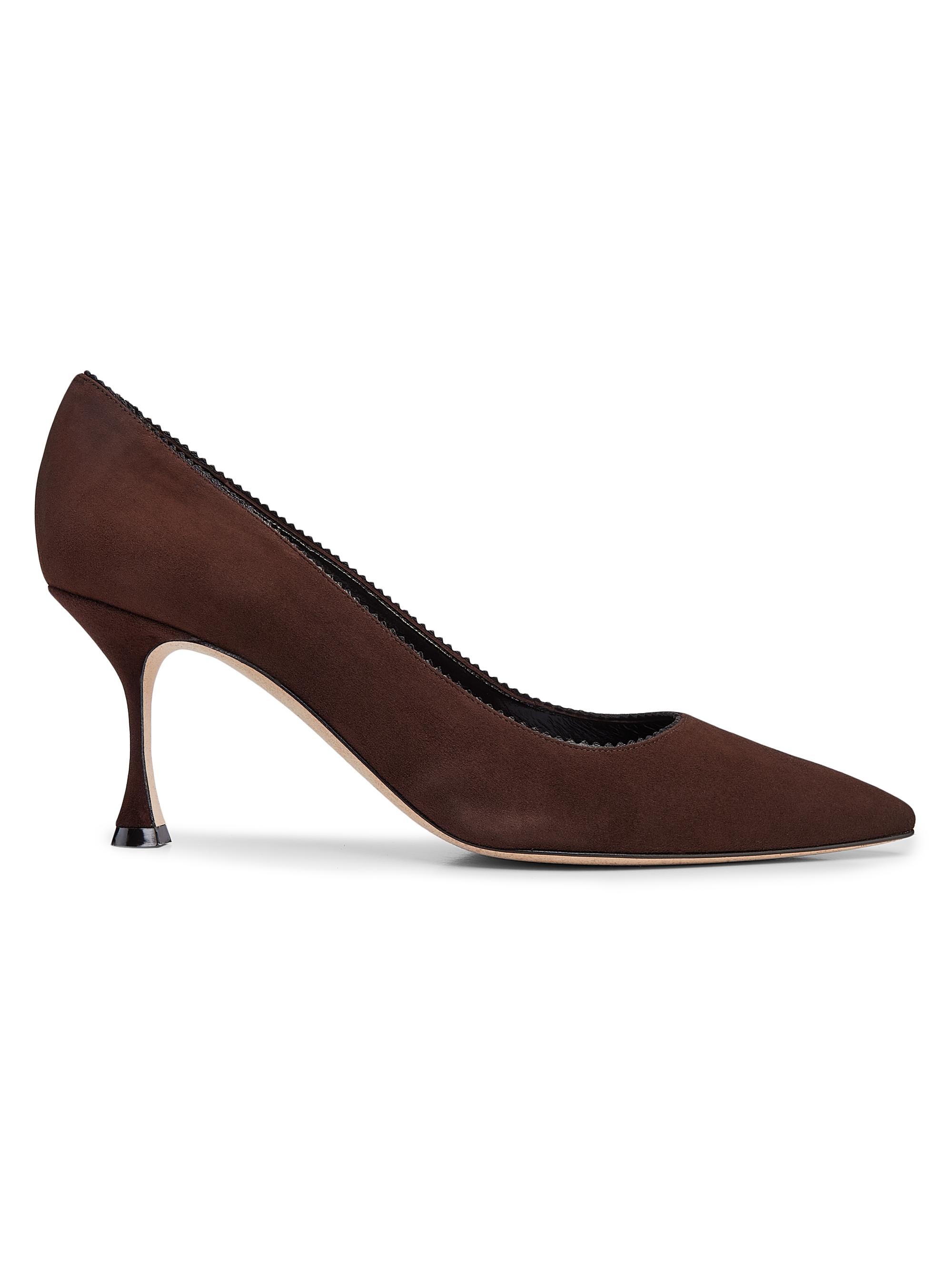 Manolo Blahnik Women's Osmaclo 70MM Suede Pumps - Dark Brown And Black
