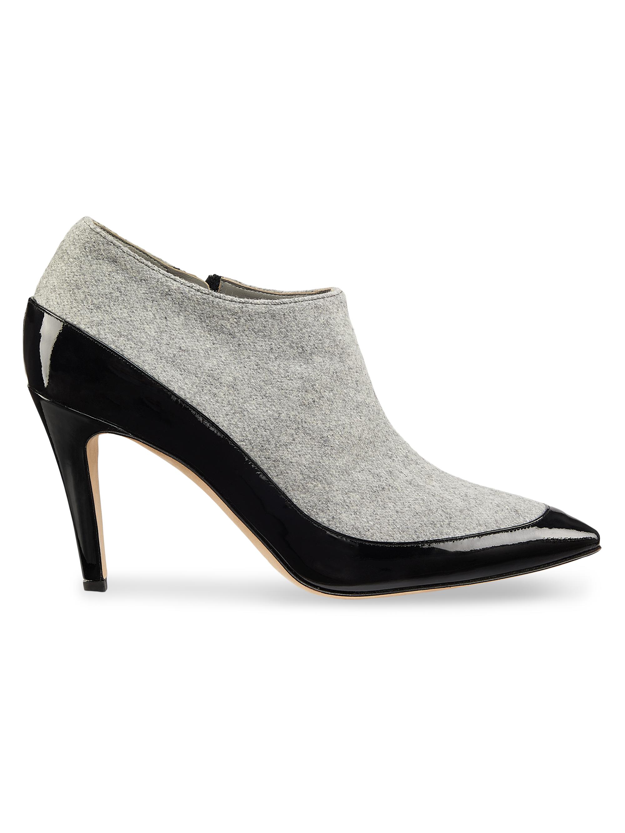 Manolo Blahnik Women's Archepla Wool-Blend Booties - Black Light Grey