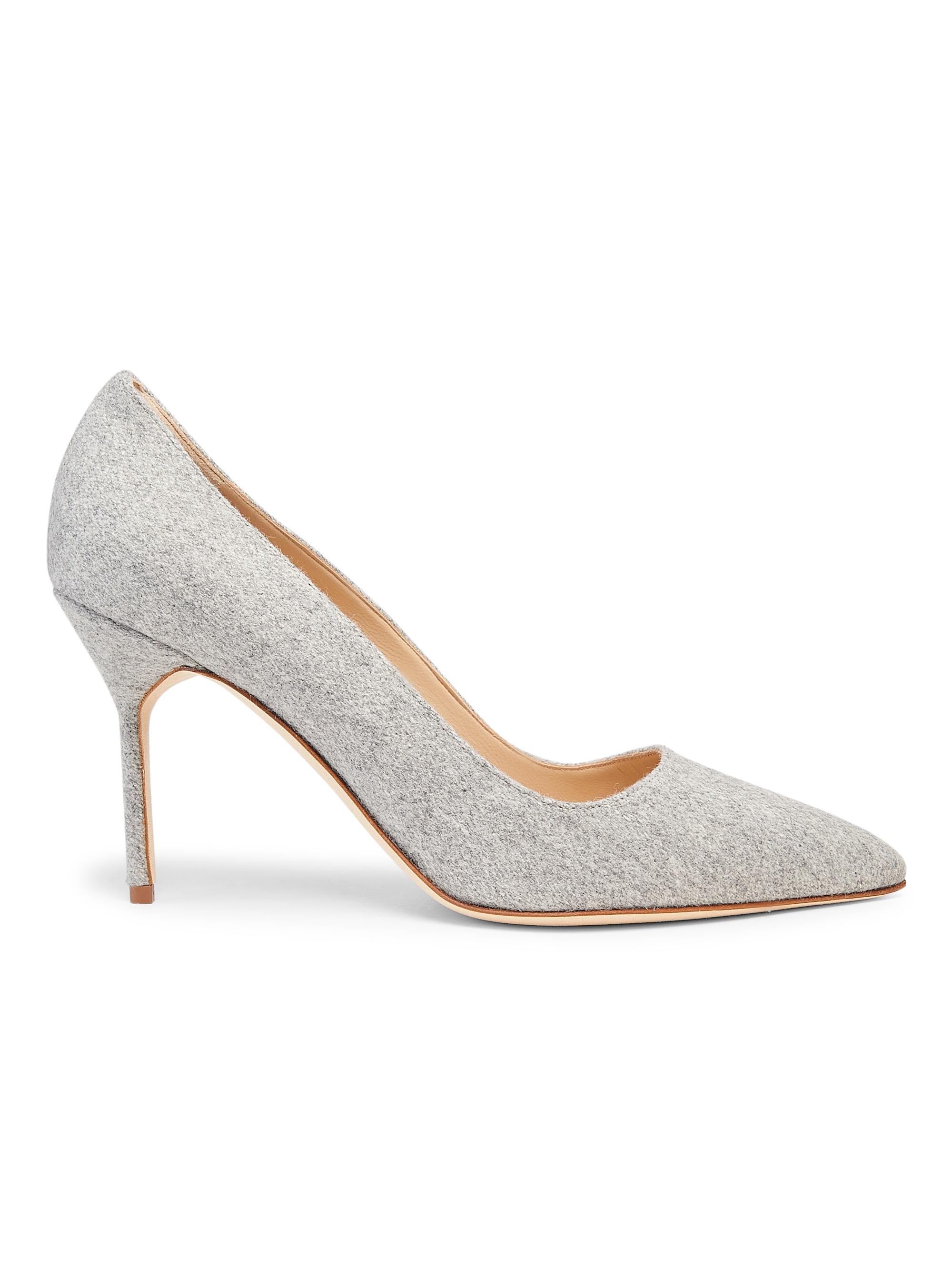 Manolo Blahnik Women's BB 90MM Wool Pumps - Light Grey