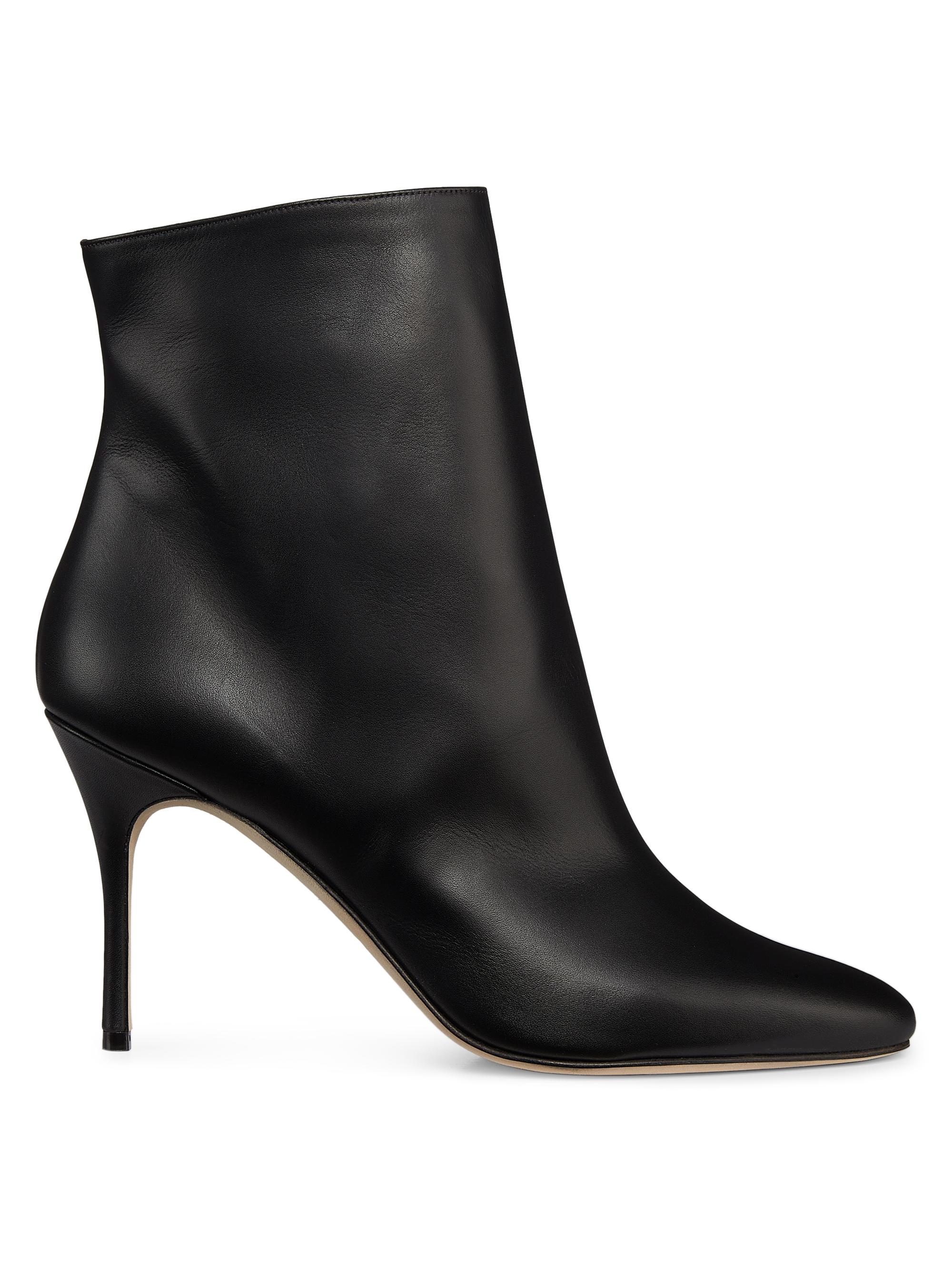 Manolo Blahnik Women's Insopo Leather Ankle Boots - Black