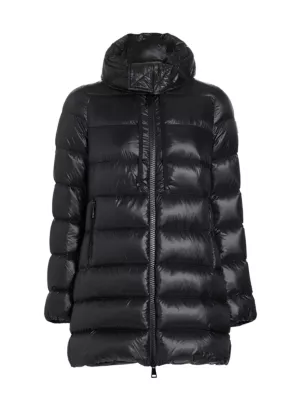 Shop Moncler Suyen Long A-line Down Jacket | Saks Fifth Avenue