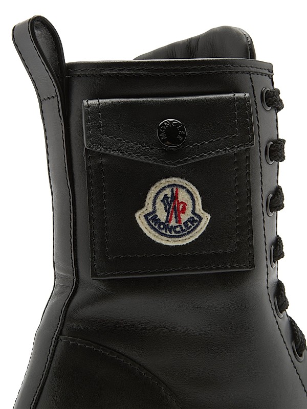 Shop Moncler Gigi Leather Pocket Logo Ankle Boots | Saks Shop Moncler Gigi Leather Pocket Logo Ankle Boots | Saks