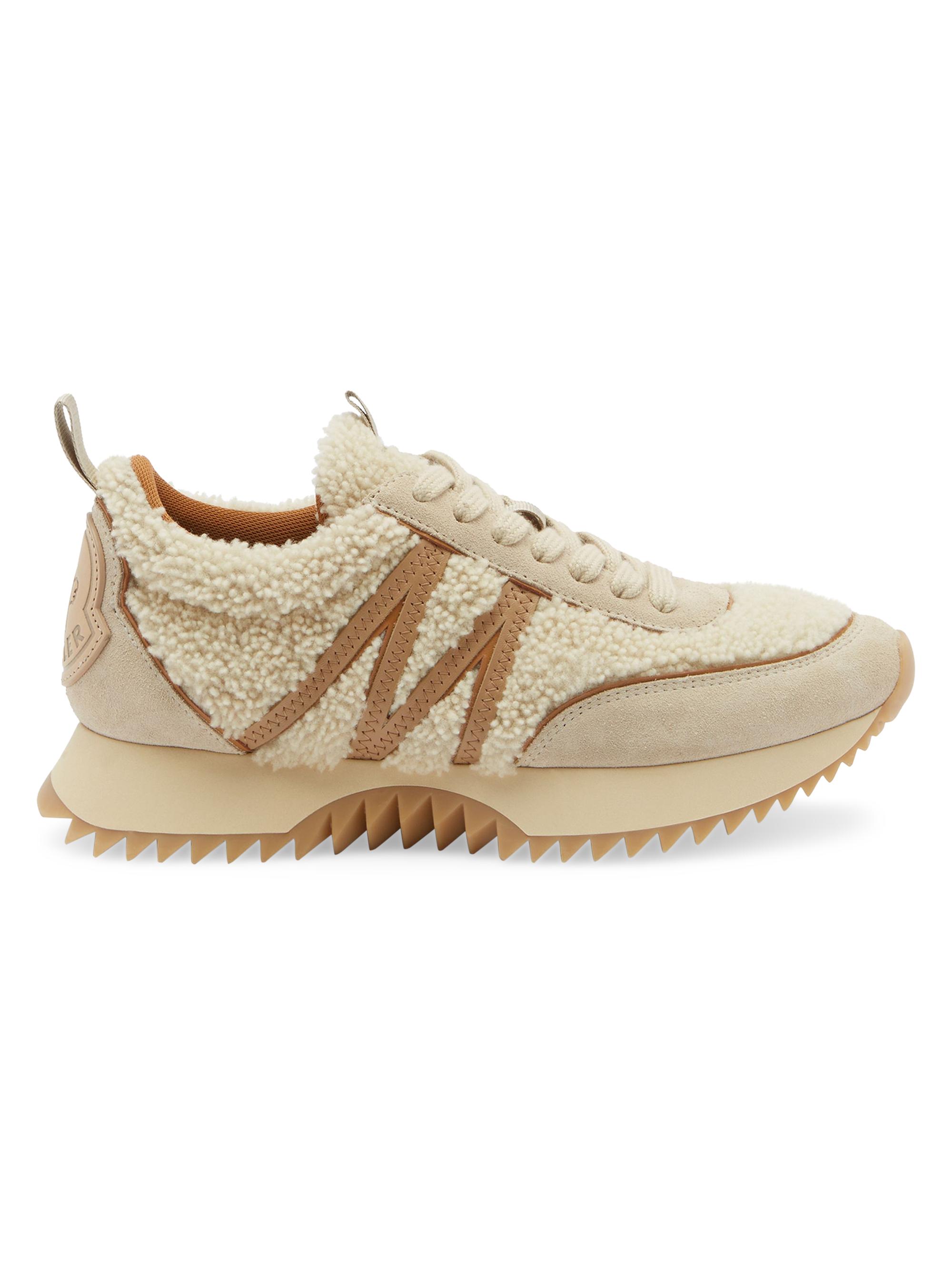 Moncler Women's Pacey Shearling Low Top Sneakers - Beige