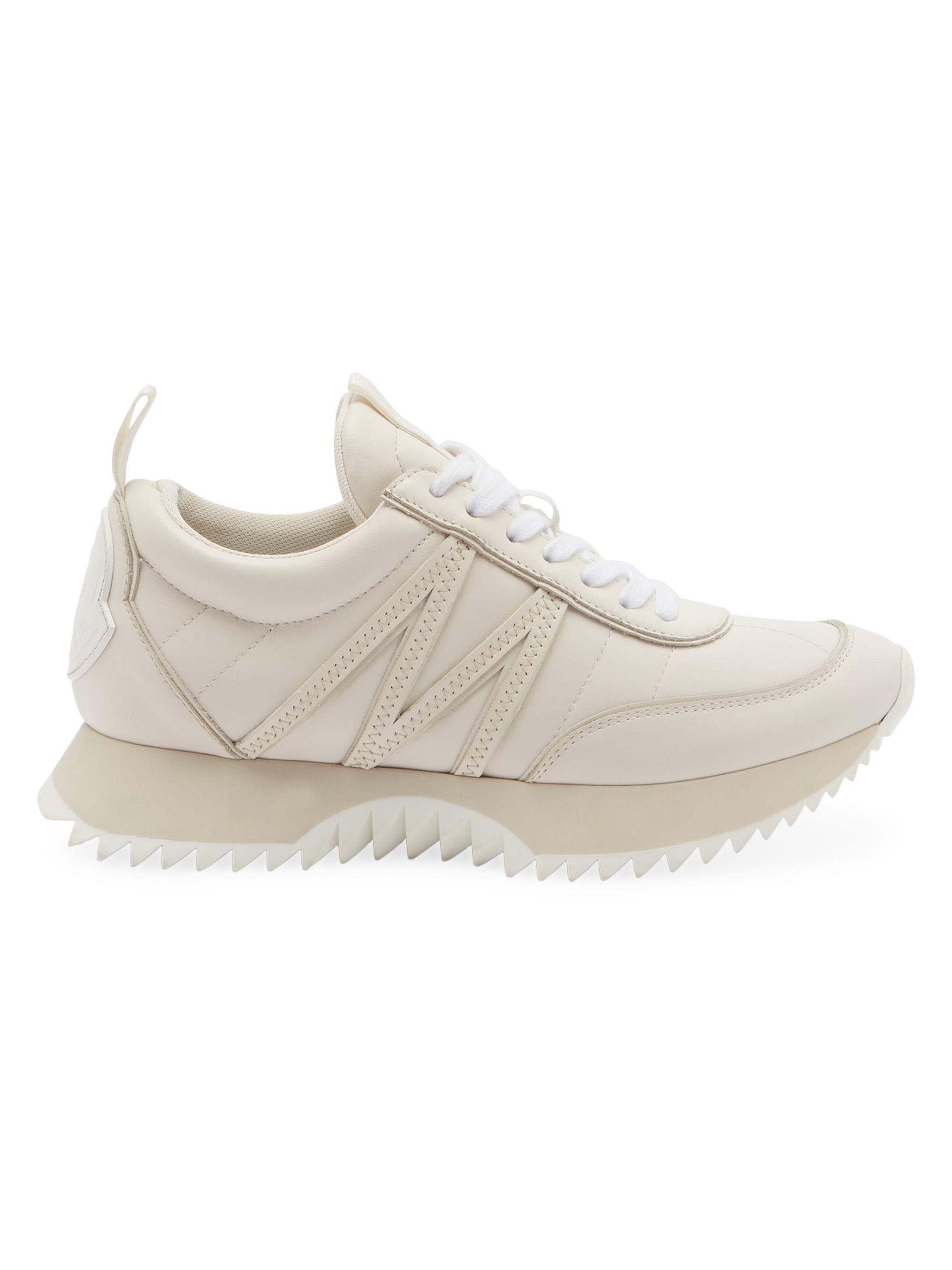 Moncler Women's Pacey Leather Low Top Sneakers - Milk White