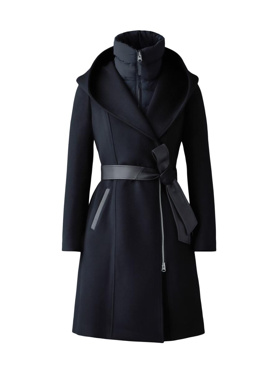 Mackage Shia-slb 2-in-1 Double Face Wool Coat With Removable Bib In Black