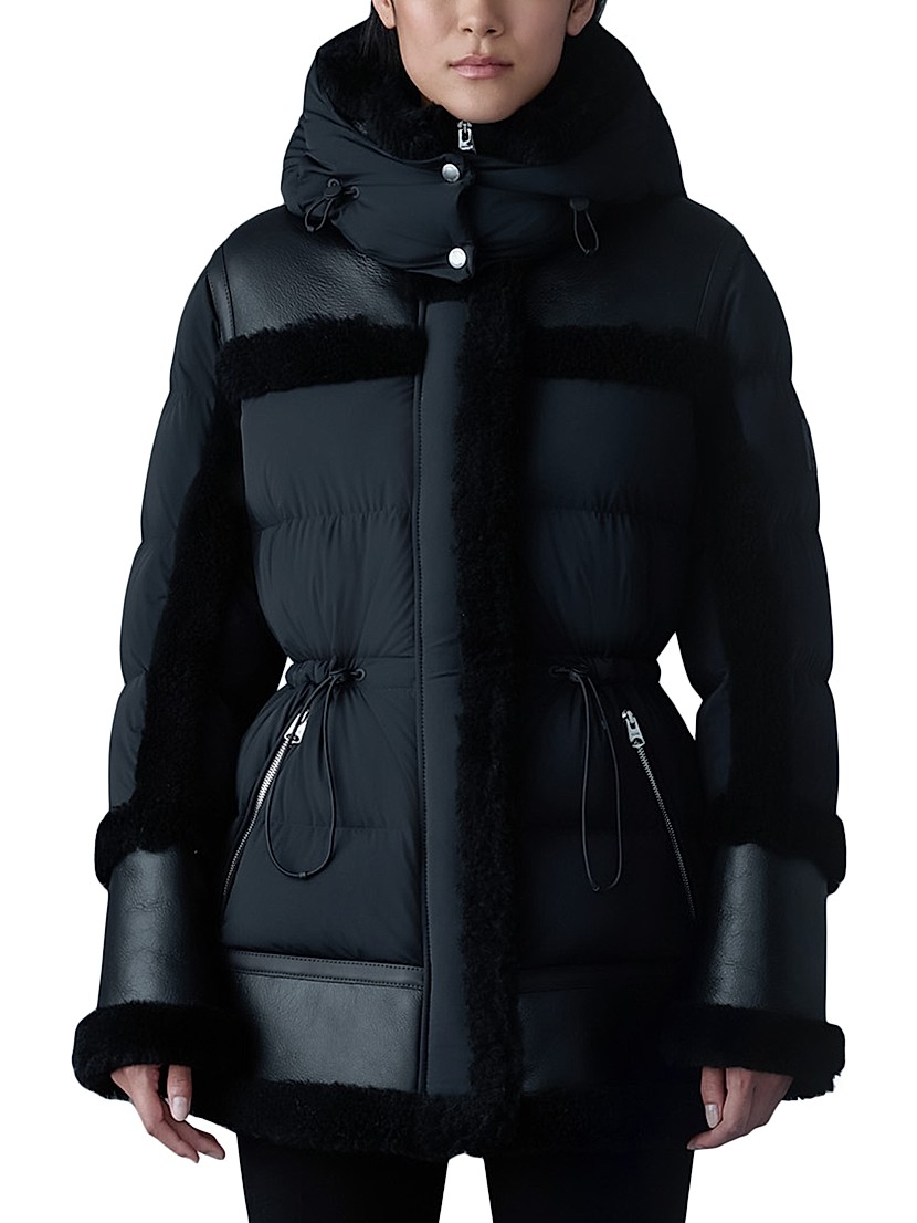 Shop Mackage Lilibeth Mixed-Media Shearling Down Parka Shop Mackage Lilibeth Mixed-Media Shearling Down Parka