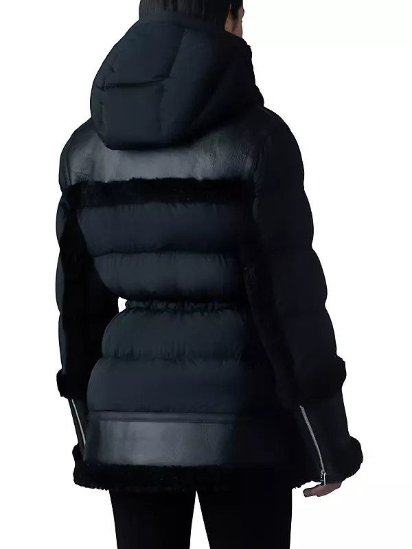 Shop Mackage Lilibeth Mixed-Media Shearling Down Parka Shop Mackage Lilibeth Mixed-Media Shearling Down Parka