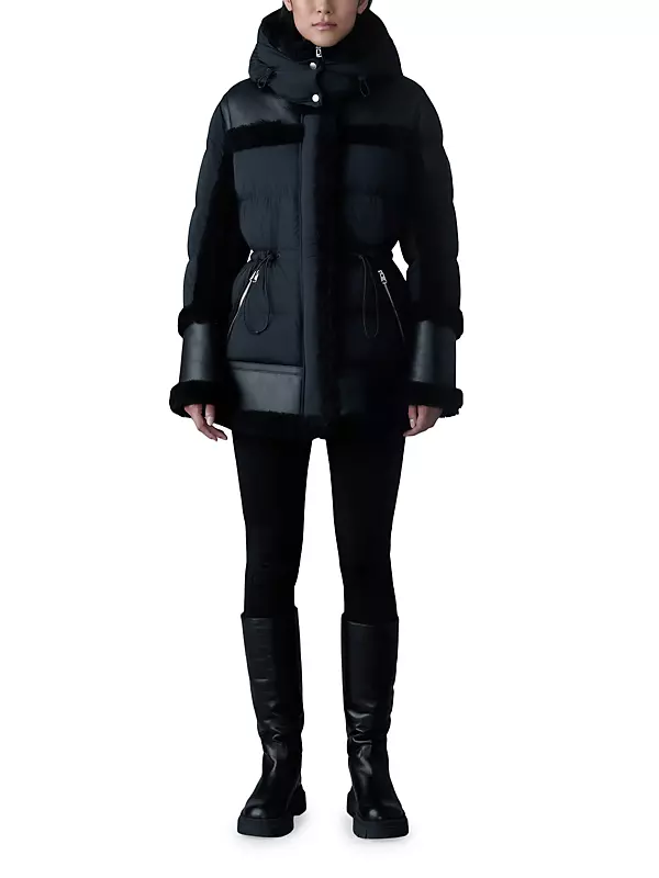 Shop Mackage Lilibeth Mixed-Media Shearling Down Parka Shop Mackage Lilibeth Mixed-Media Shearling Down Parka