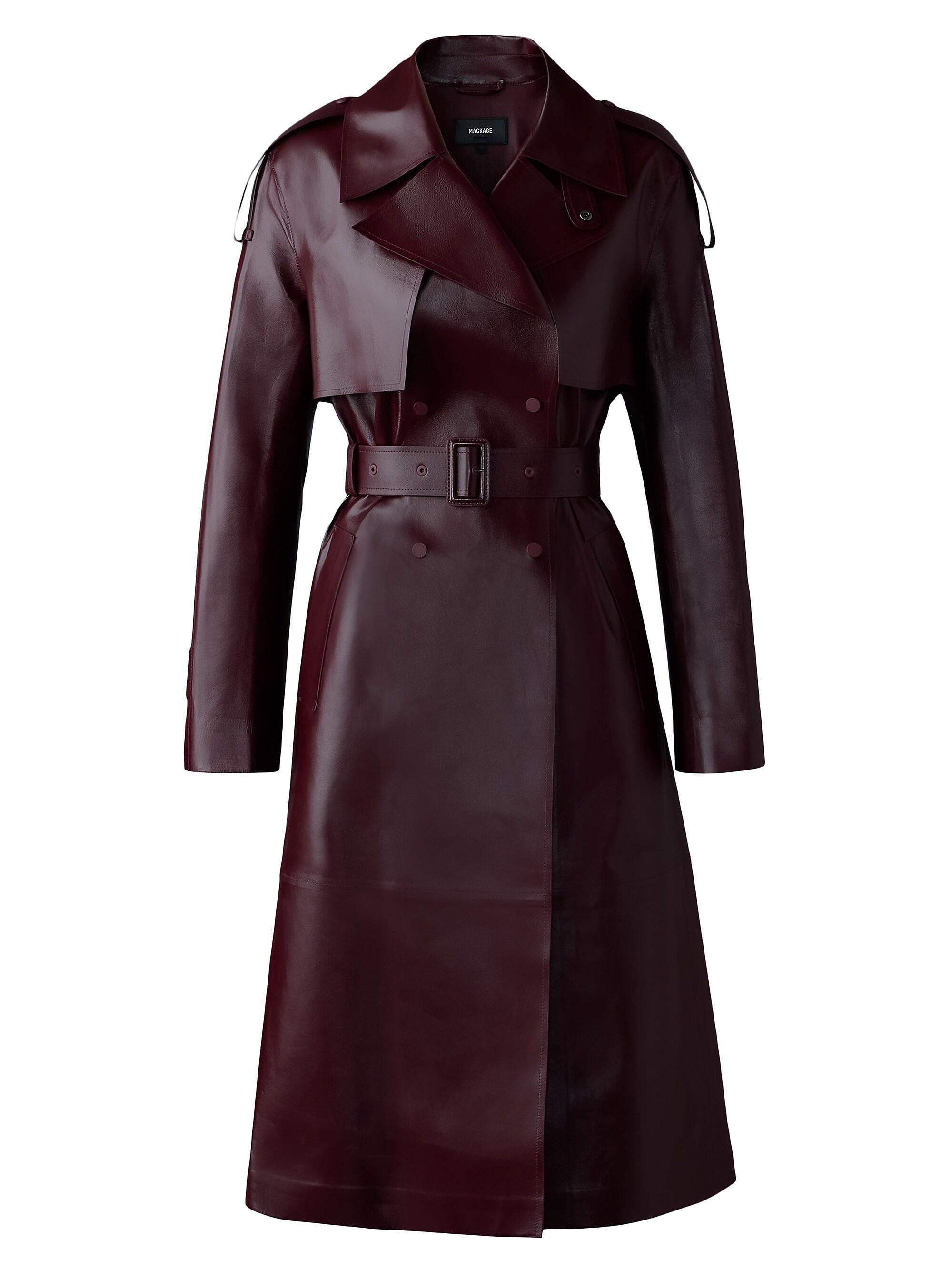Mackage Women's Carmela Leather Belted Trench Coat - Garnet