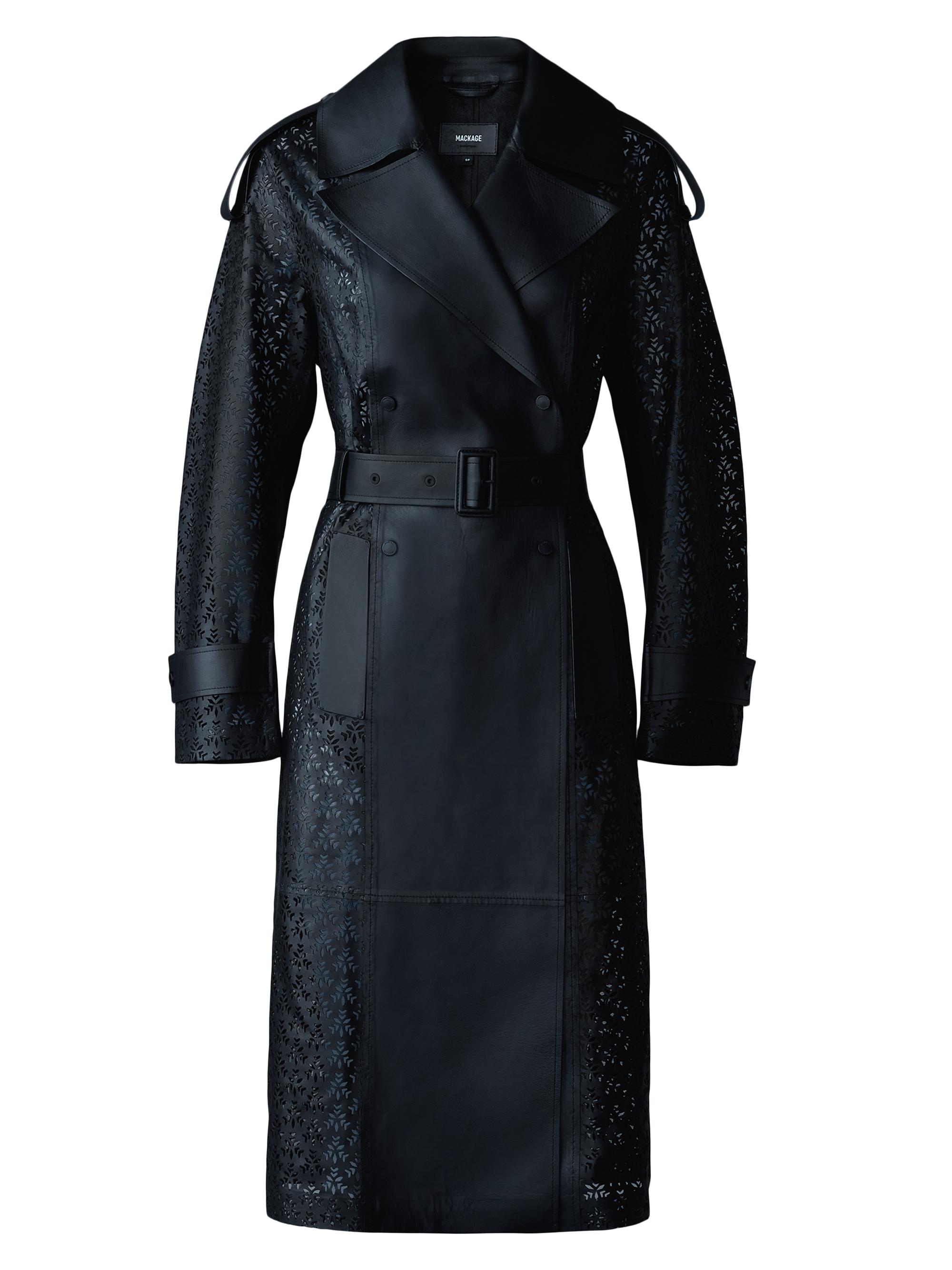 Mackage Lorelei Perforated Leather Trench Coat | Saks Fifth Avenue