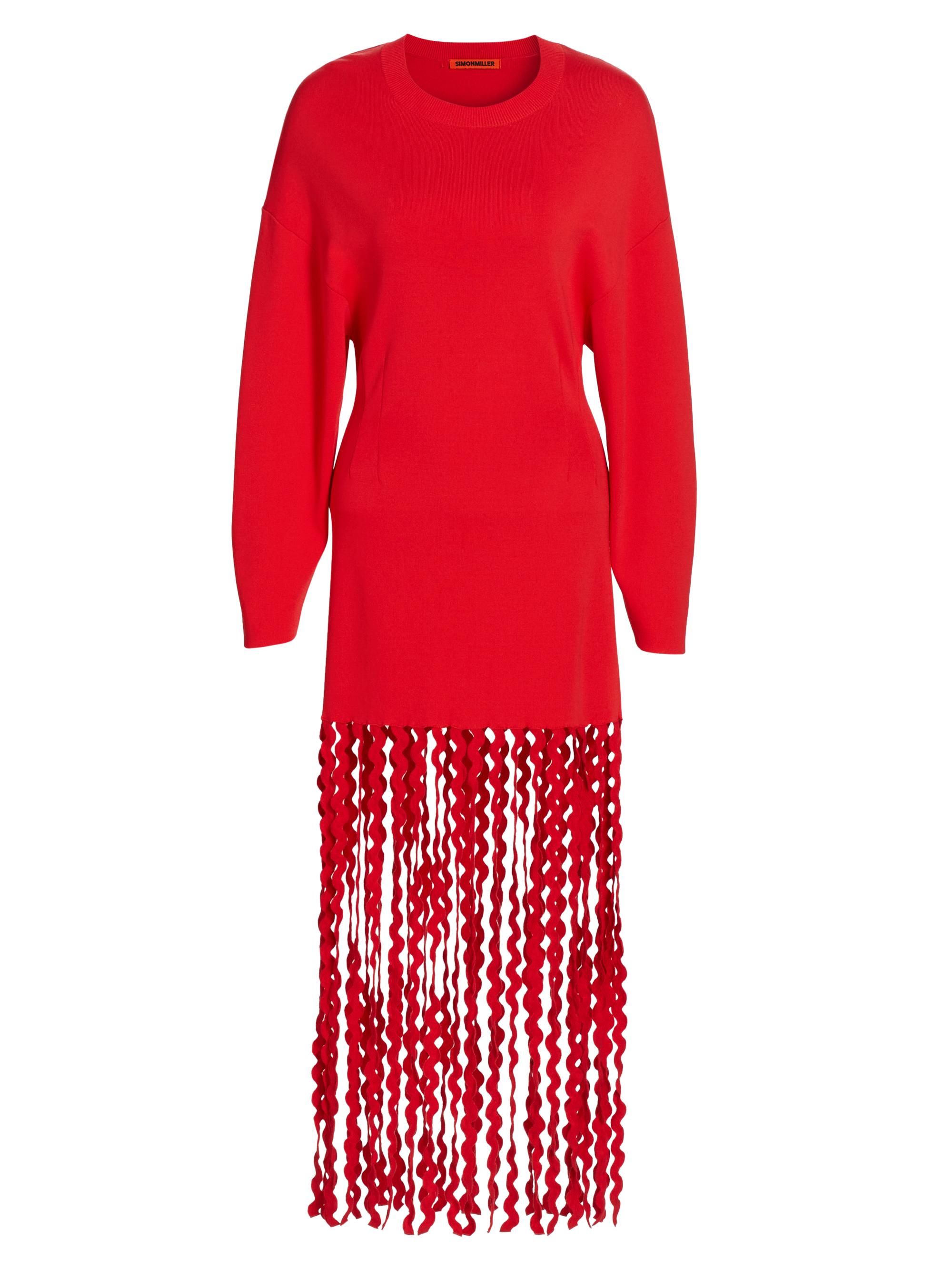 Simon Miller Women's Wallis Knit Fringe Dress - Cherry Red