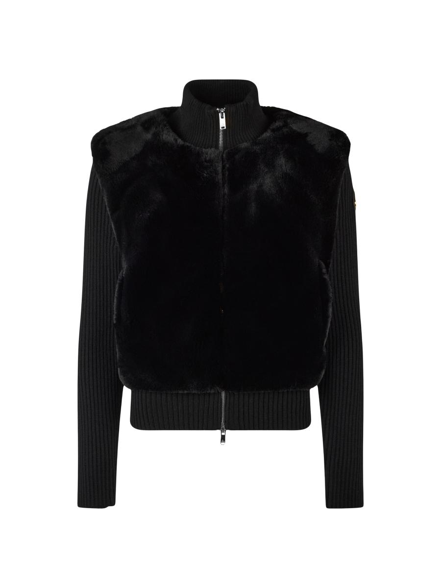 Moose Knuckles Women's Dua Bunny Faux Fur Zip Sweater In Black