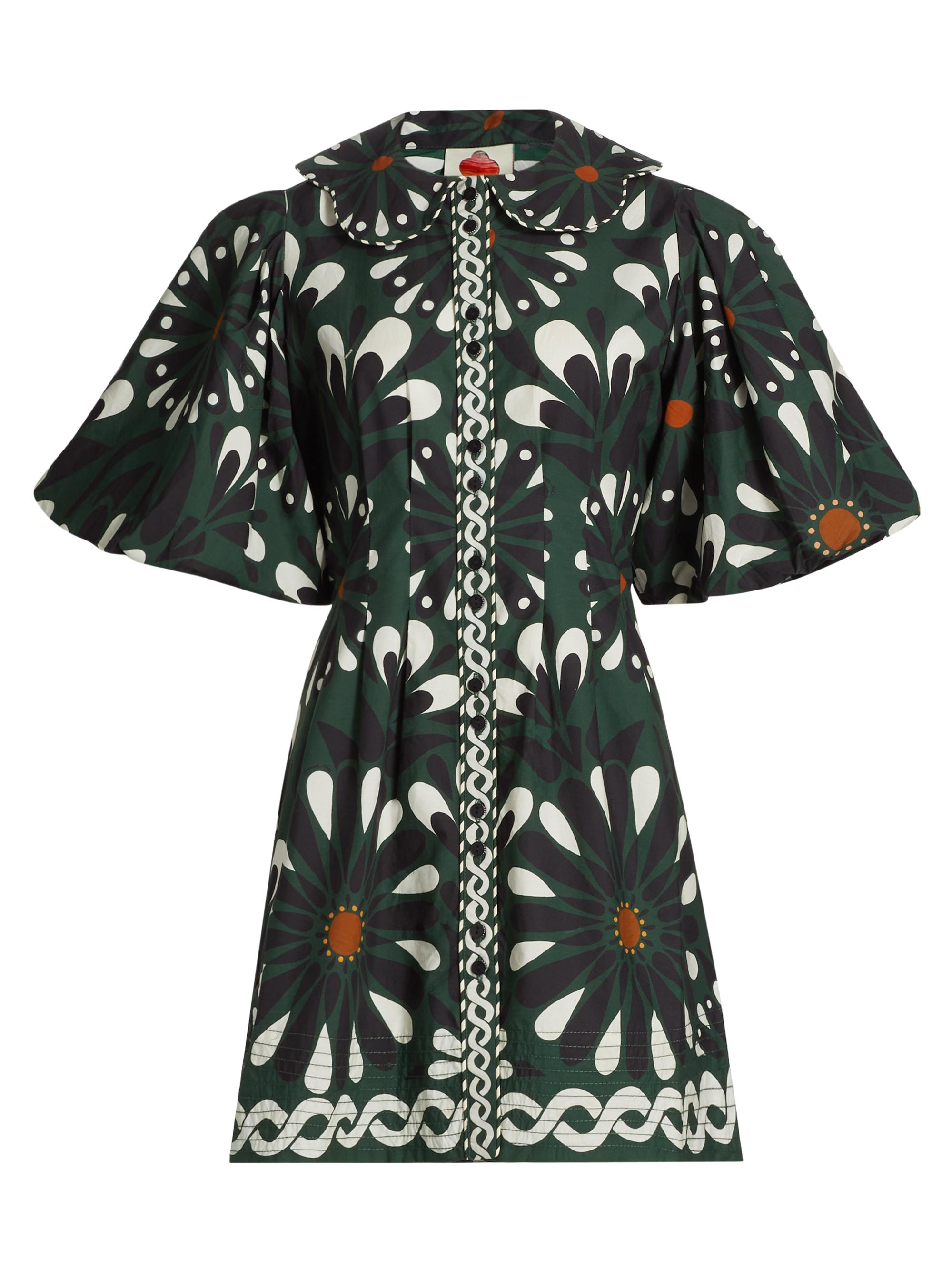 Farm Rio Women's Ainika Flowers Puff-Sleeve Minidress - Green