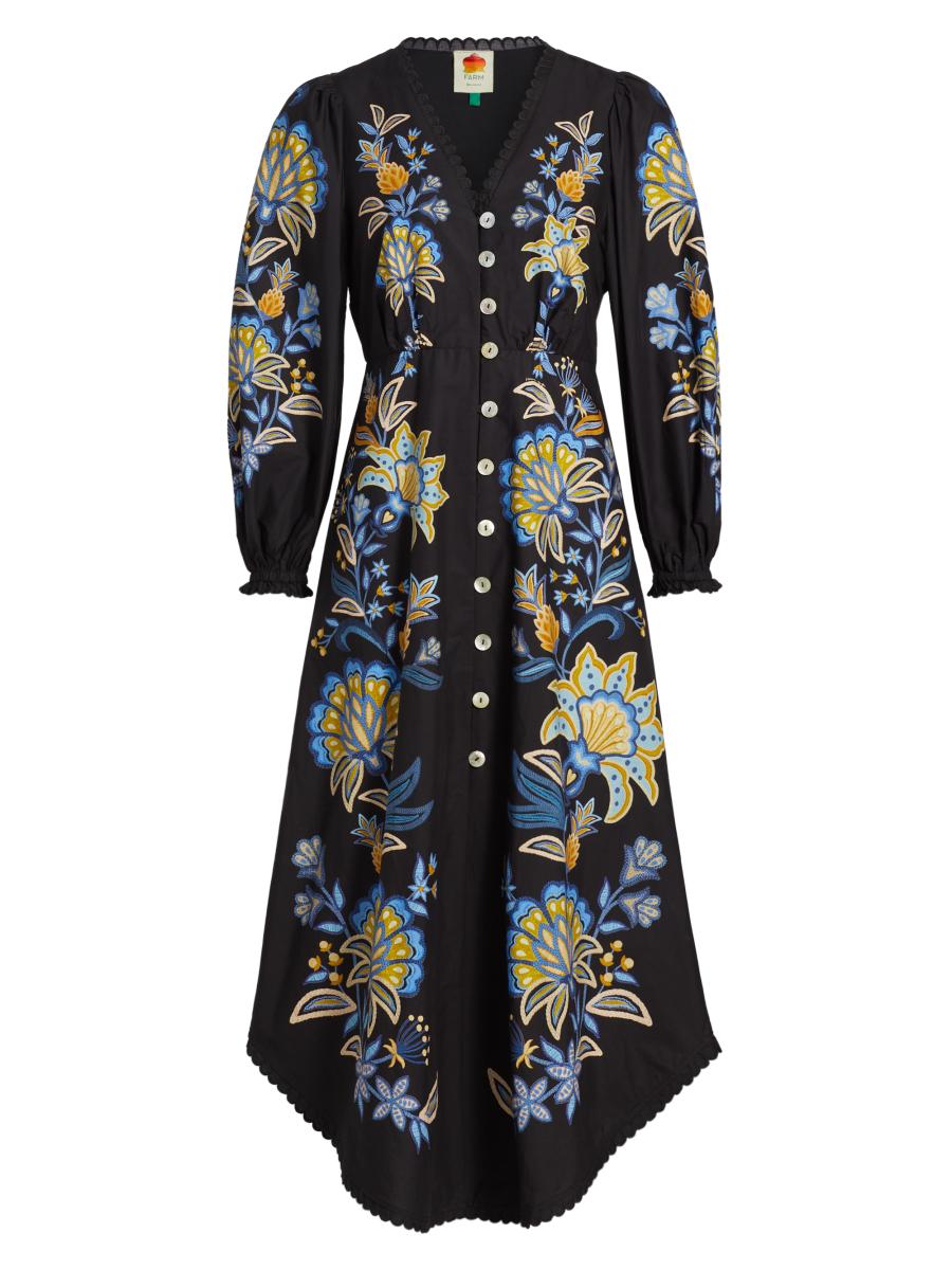 Farm Rio Stitched Garden Floral Maxi Dress | Saks Fifth Avenue