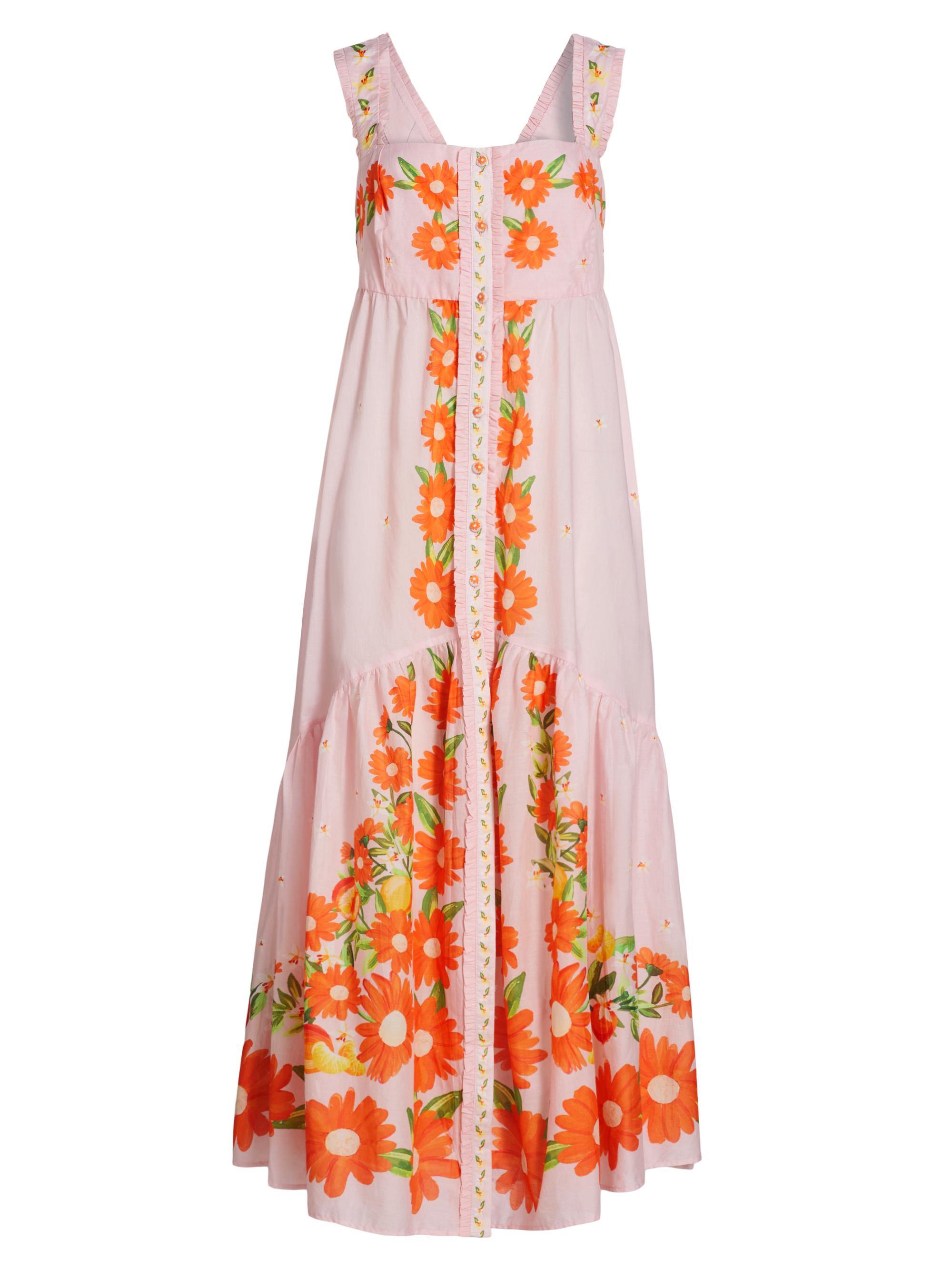 Farm Rio Women's Papaya Salad Cotton Maxi Dress - Pink