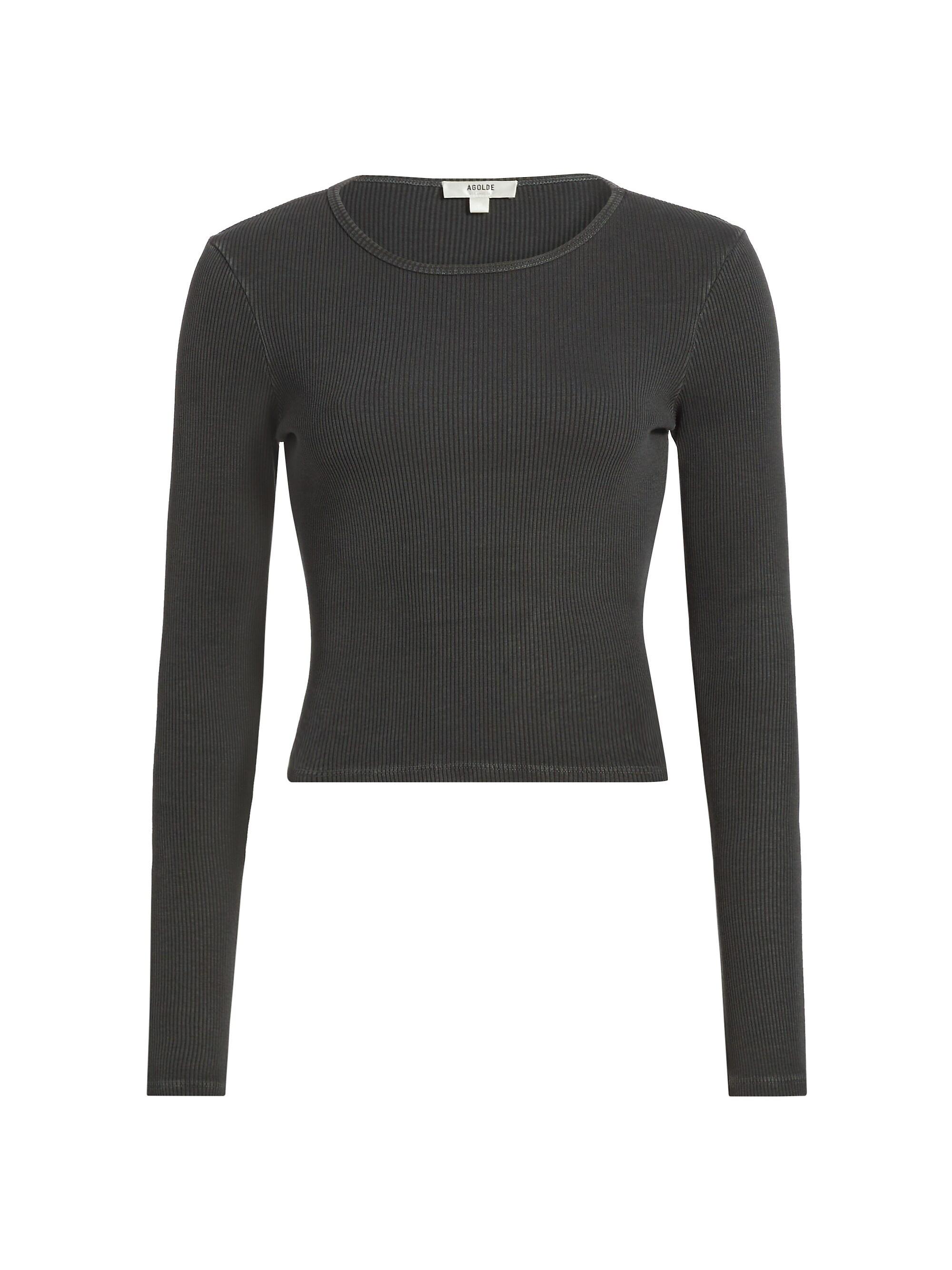 Agolde Women's Nova Long-Sleeve T-Shirt - Marker Dark Charcoal