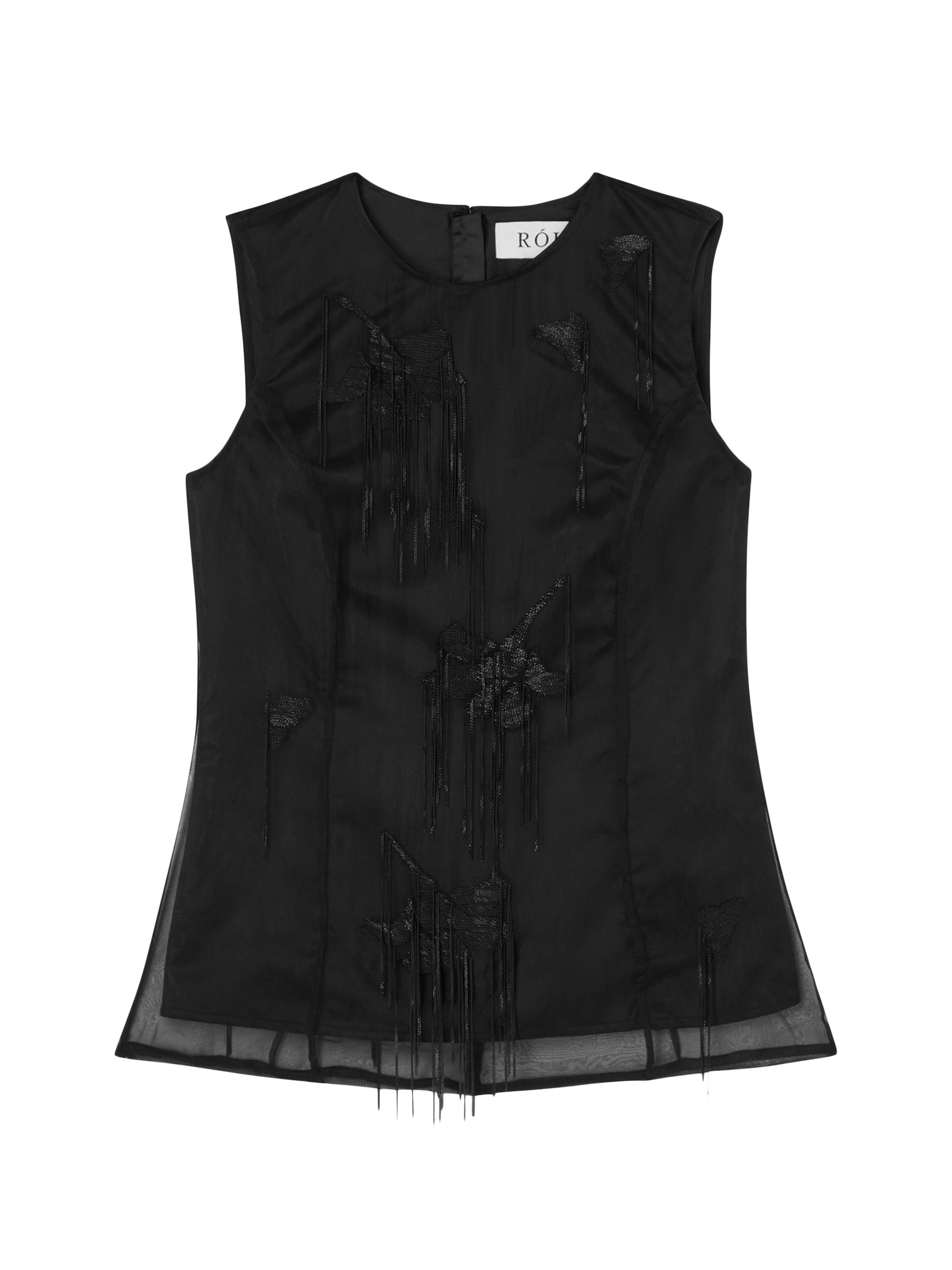 Róhe Women's Embellished Tulip Organza Top - Black