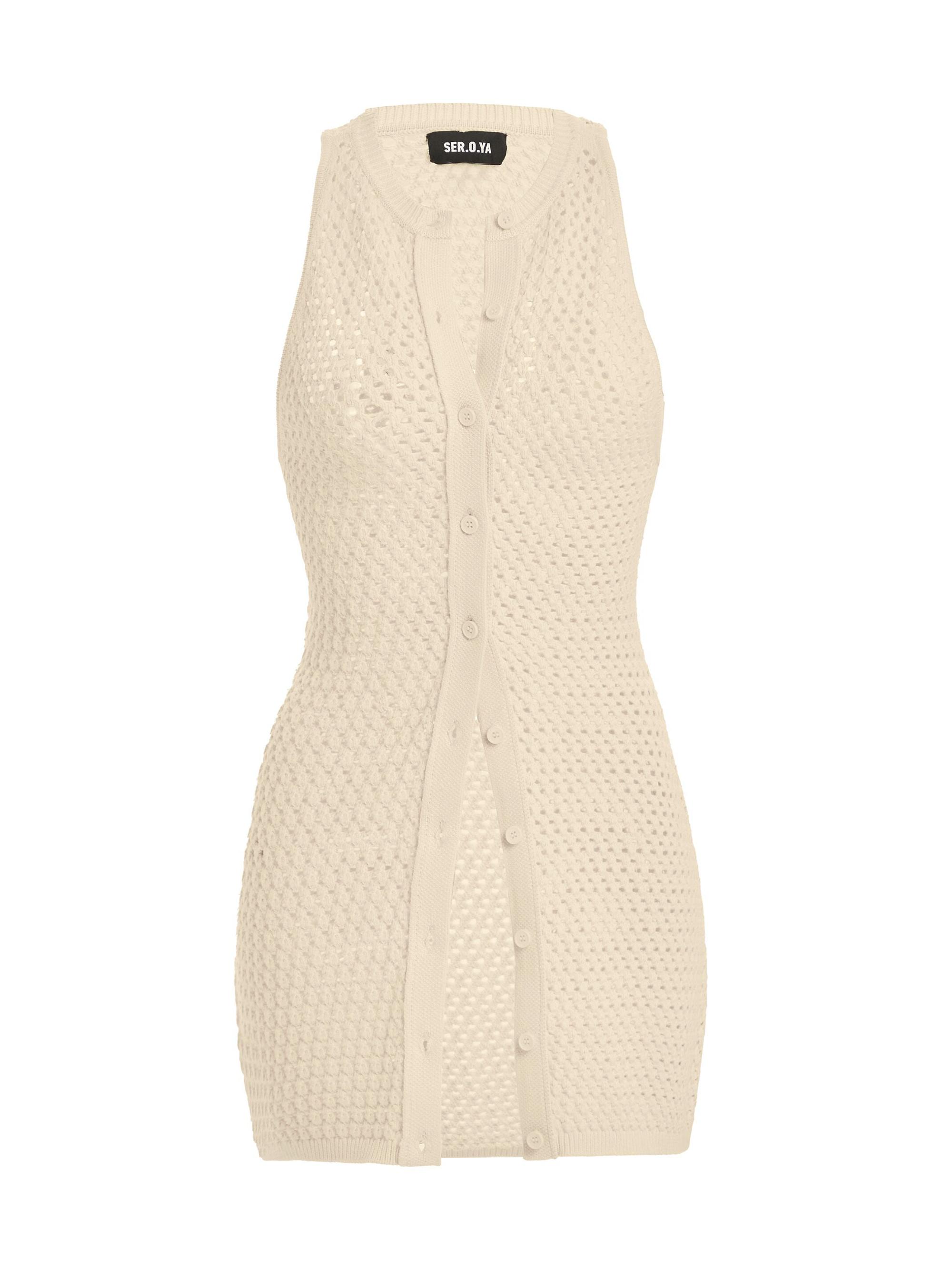 Ser.o.ya Women's Tilli Knit Crochet Vest Top - Linen Beige