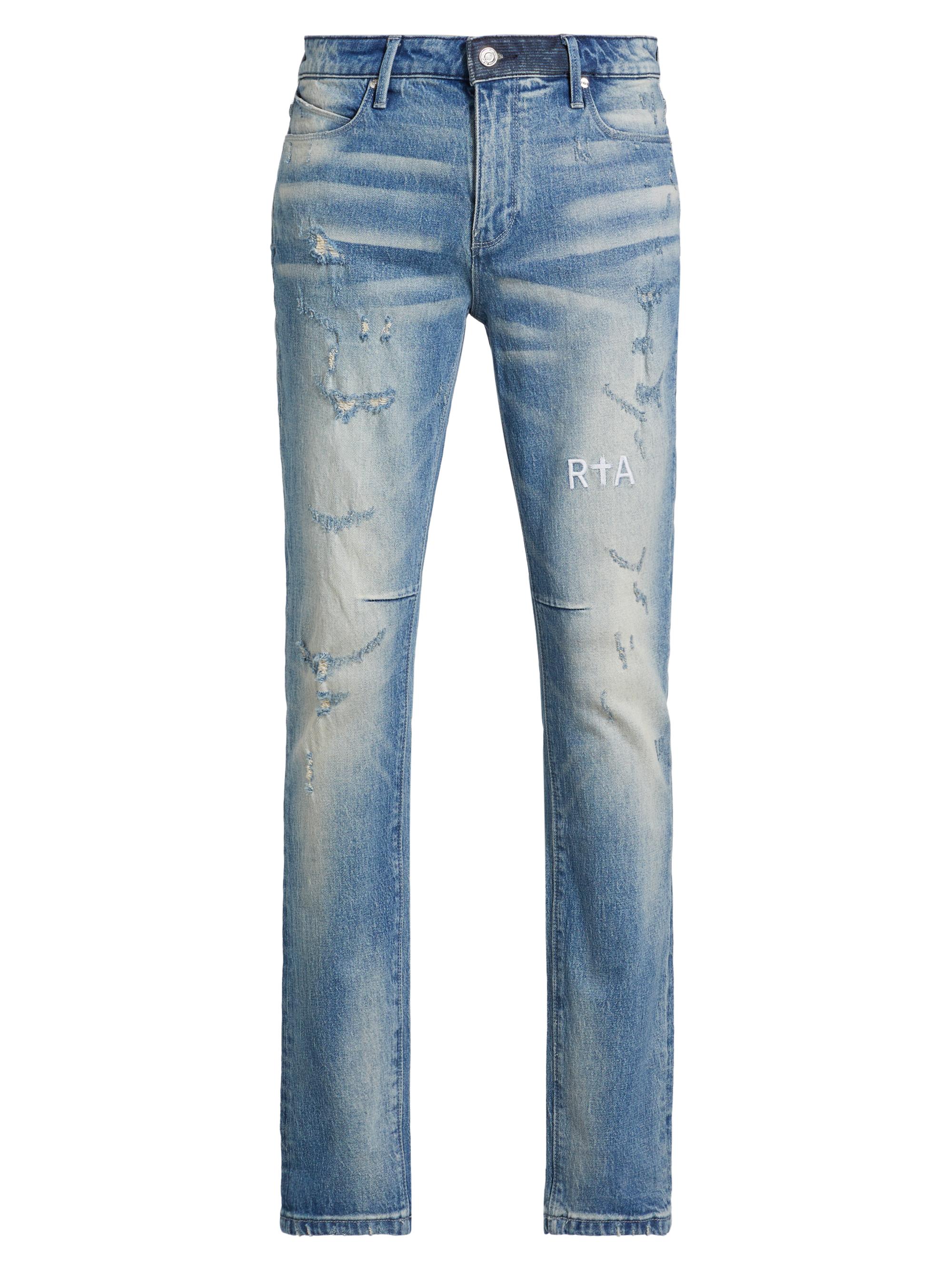 RTA Men's Bryant Distressed Slim-Fit Jeans - Light Wash Distressed
