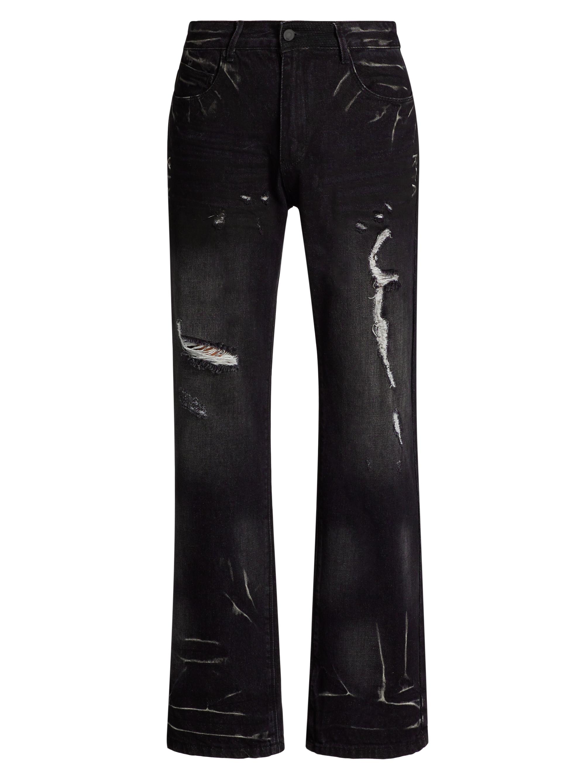 RTA Men's Jonas Worn-Out Straight-Leg Jeans - Worn Out Black