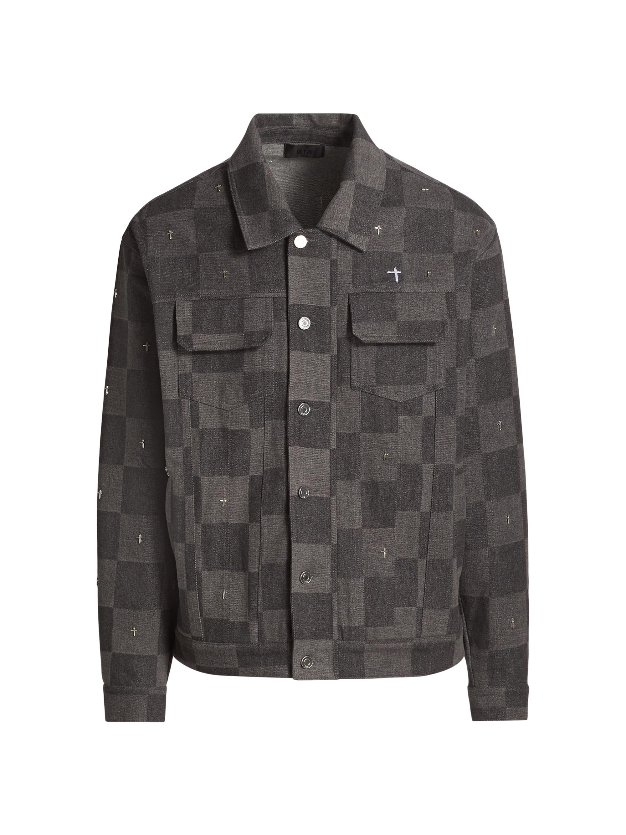 RTA Men's Danny Cross Checker Jacket - Grey Cross Checker