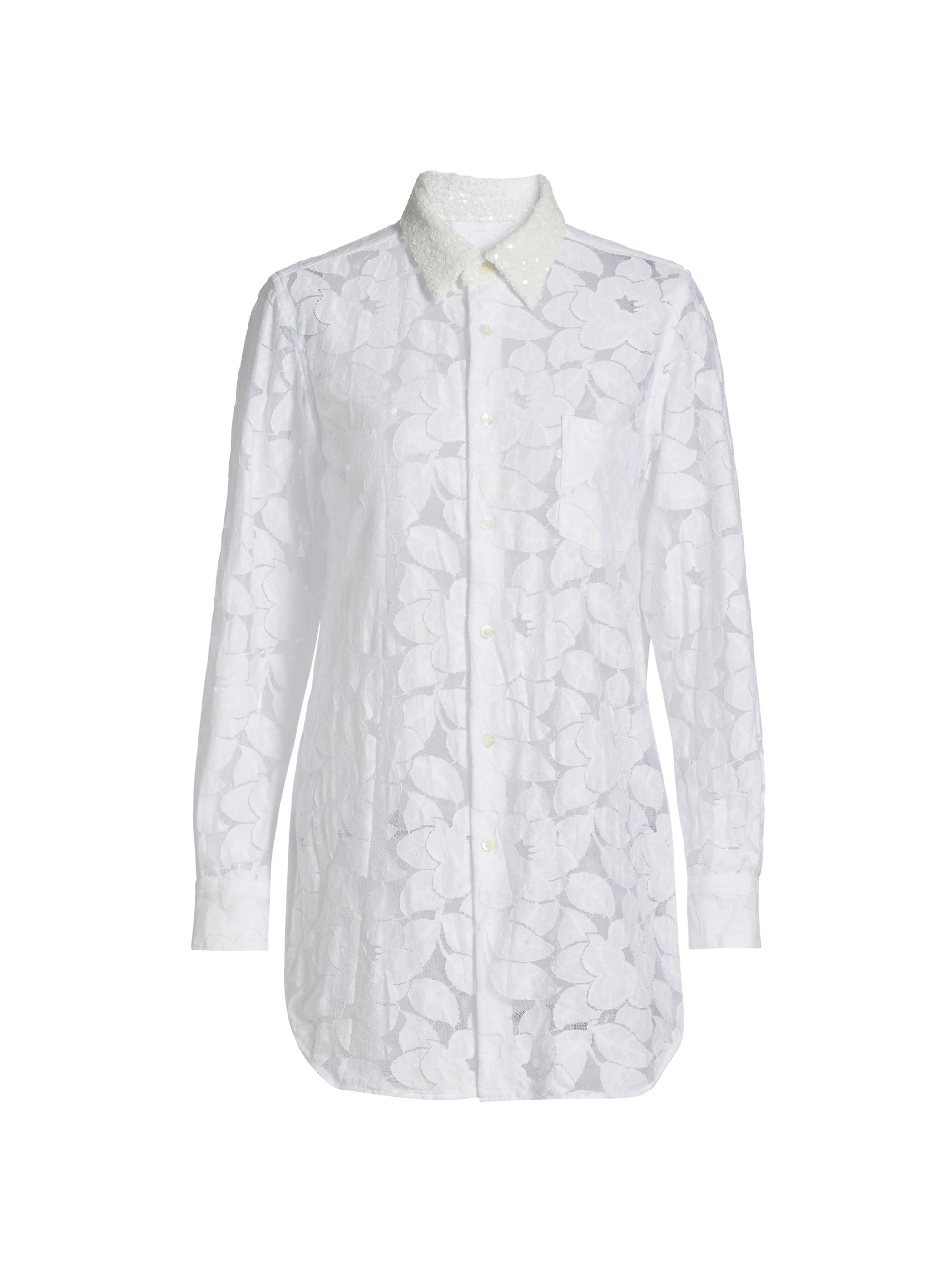 Comme des Garçons Women's Floral Cotton-Blend Blouse - White