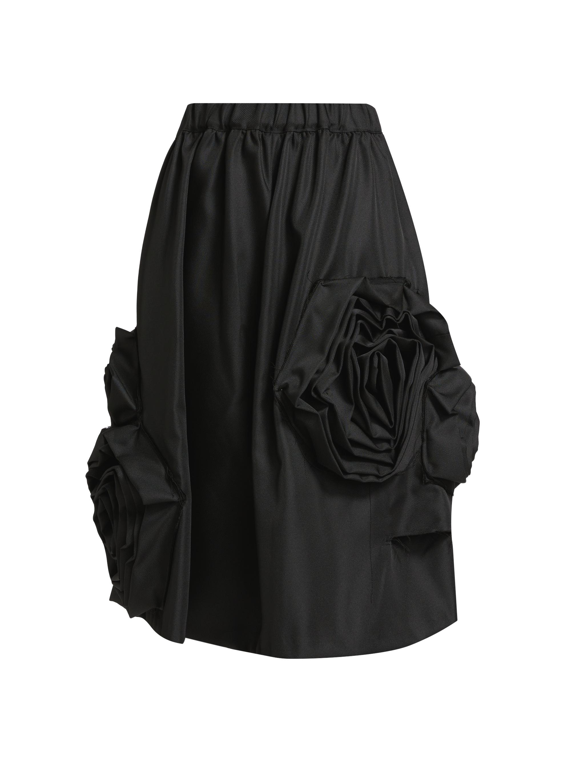 Comme des Garçons Women's Sculptural Rose Knee-Length Skirt - Black