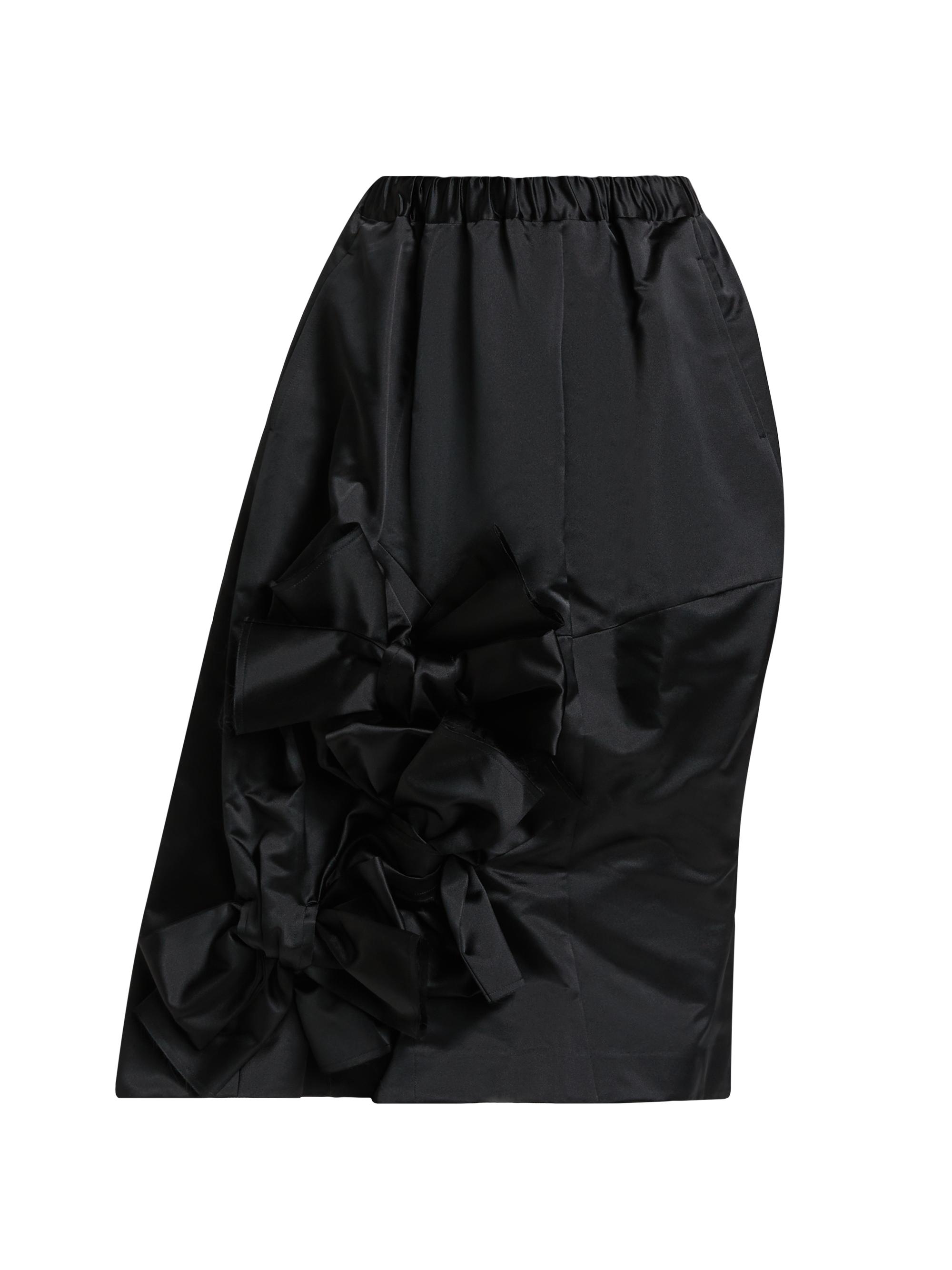 Comme des Garçons Women's Bow-Accented Satin Asymmetrical Midi-Skirt - Black