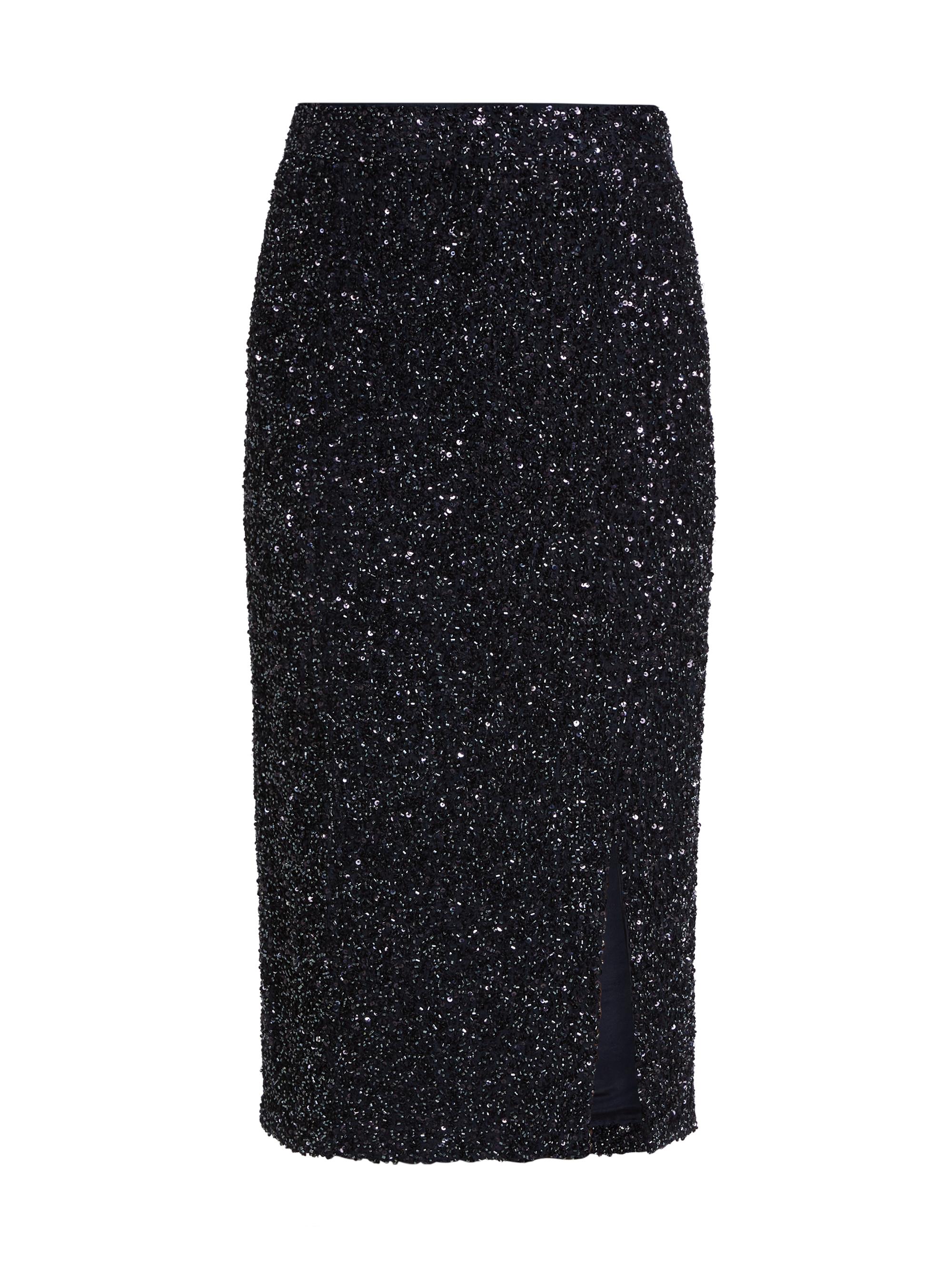 TWP Women's Paltrow Sequined Pencil Midi-Skirt - Midnight