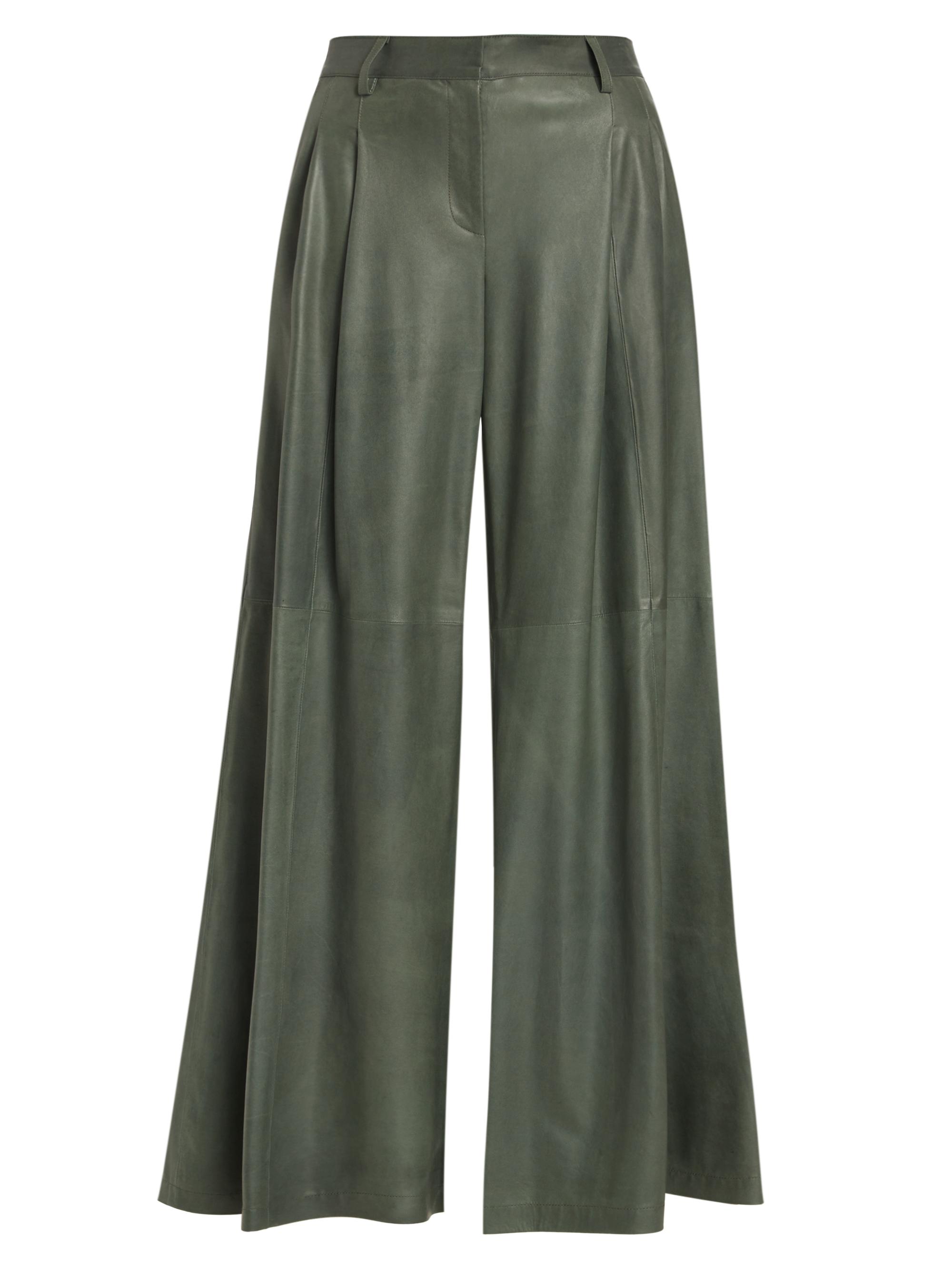 TWP Women's Didi Leather Wide-Leg Pants - Sage