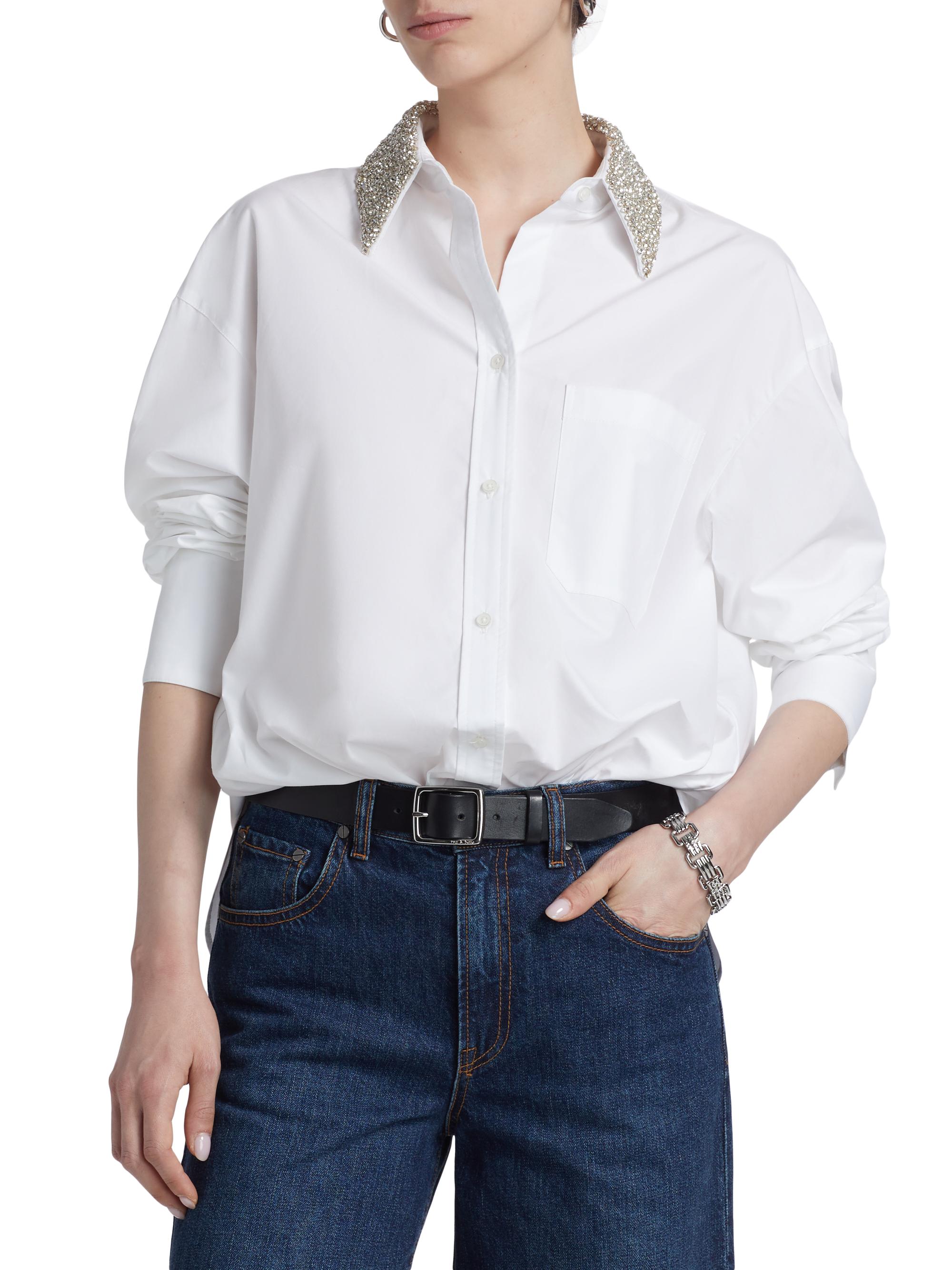 TWP Big Joe Cotton Embellished Collar Shirt | Saks Fifth Avenue