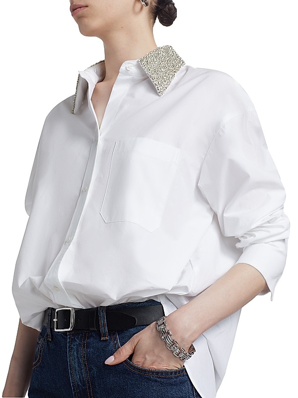 Shop TWP Big Joe Cotton Embellished Collar Shirt | Saks Shop TWP Big Joe Cotton Embellished Collar Shirt | Saks