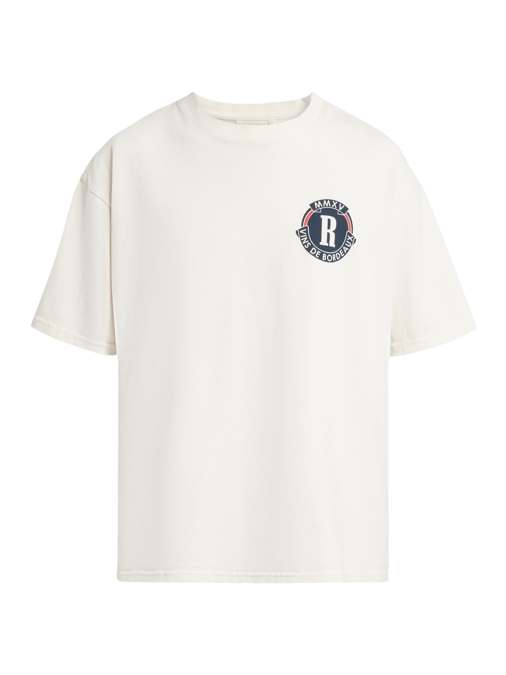 Rhude Men's Bordeaux Wine Abstract Cotton Short-Sleeve T-Shirt - Vintage White