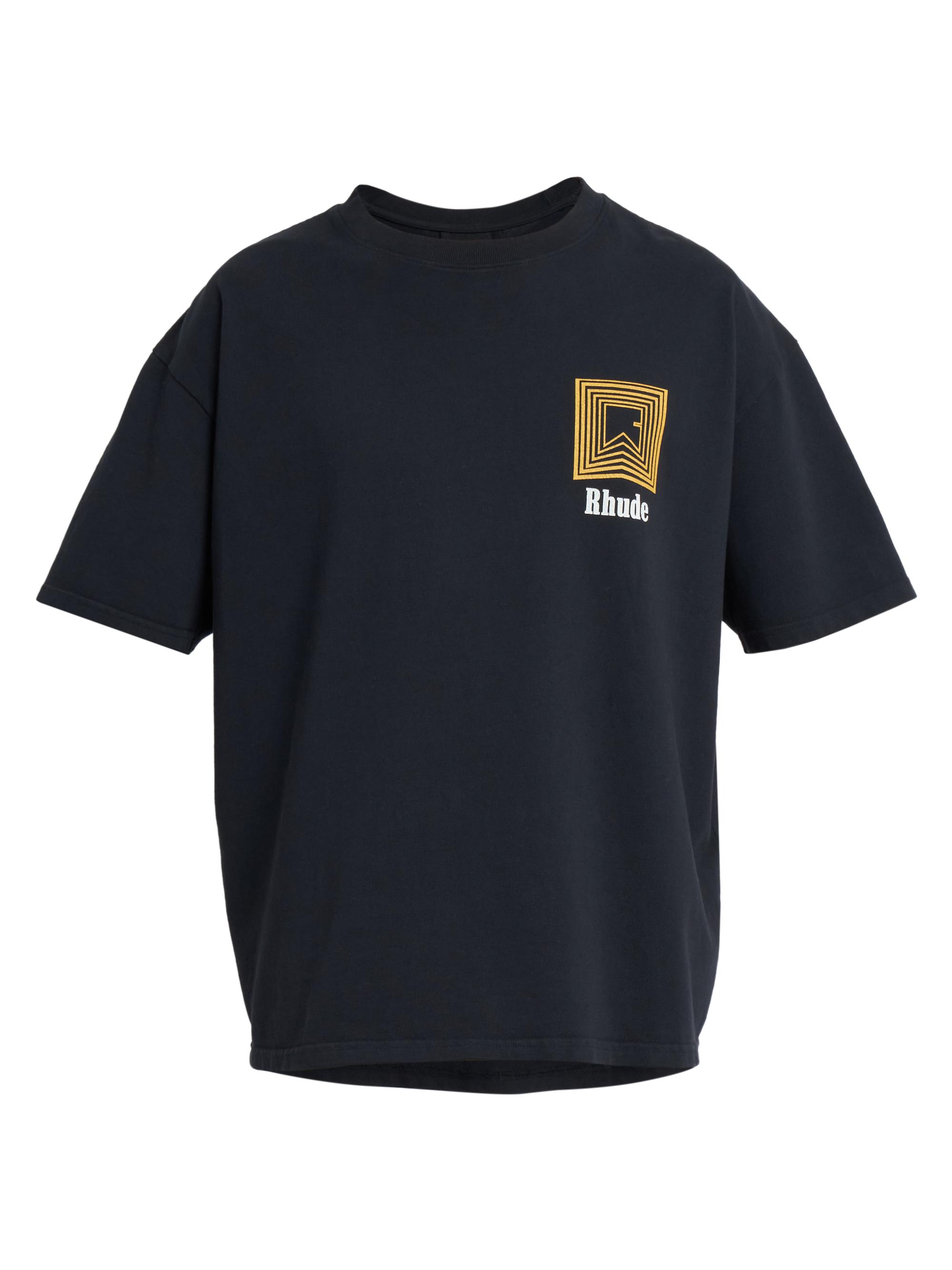 Rhude Men's Chevron Logo Repeat Cotton Short-Sleeve T-Shirt - Vintage Black