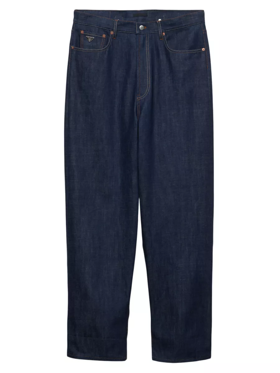 Shop Prada Wide and Selvedge Denim Jeans | Saks Fifth Avenue