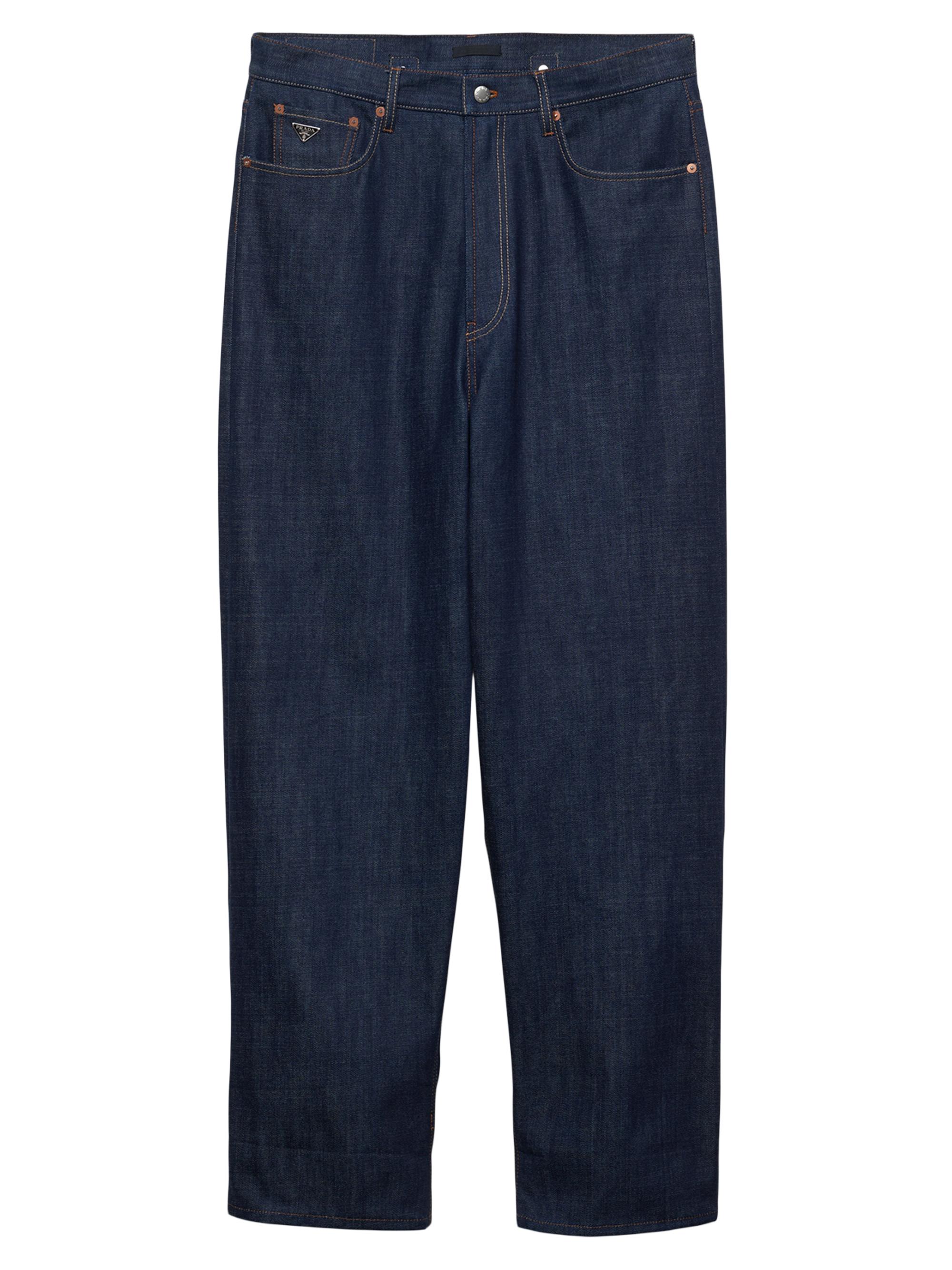 Prada Men's Wide and Selvedge Denim Jeans - Blue