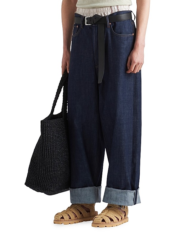 Shop Prada Wide and Selvedge Denim Jeans | Saks Fifth Avenue Shop Prada Wide and Selvedge Denim Jeans | Saks Fifth Avenue