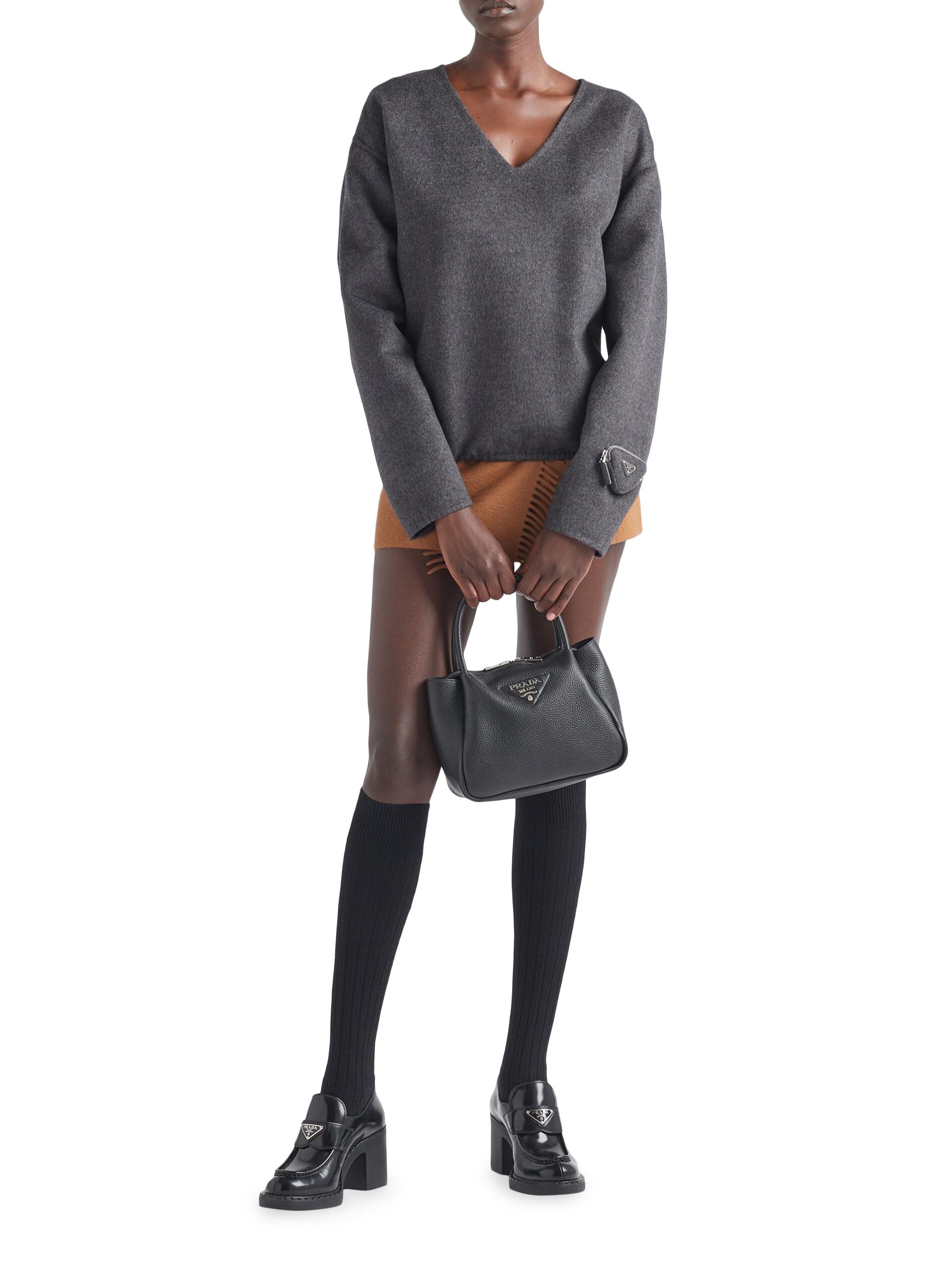 Prada Women's  Top Handle Leather Bag - Black