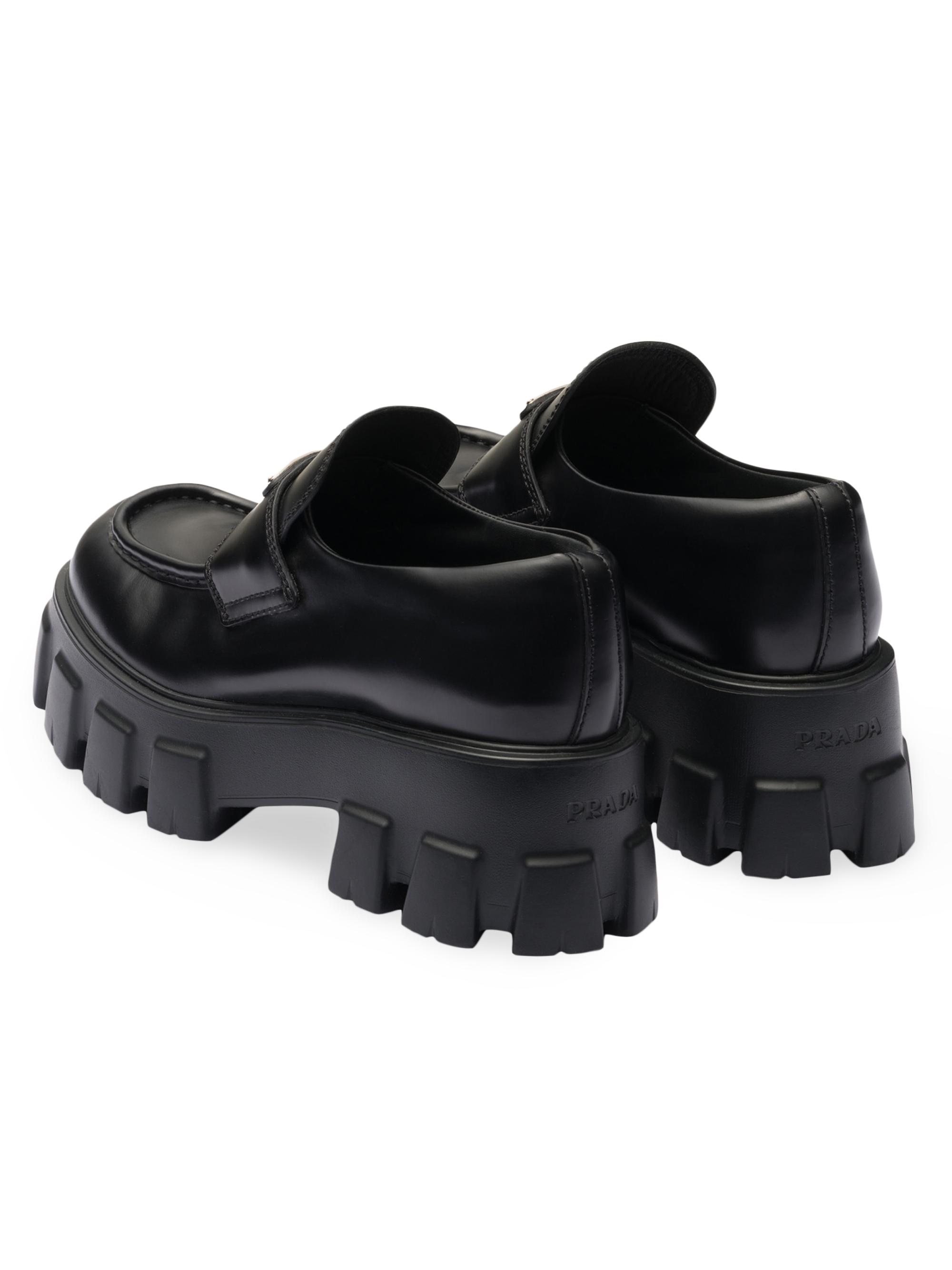 Prada Brushed Leather Monolith Loafers | Saks Fifth Avenue