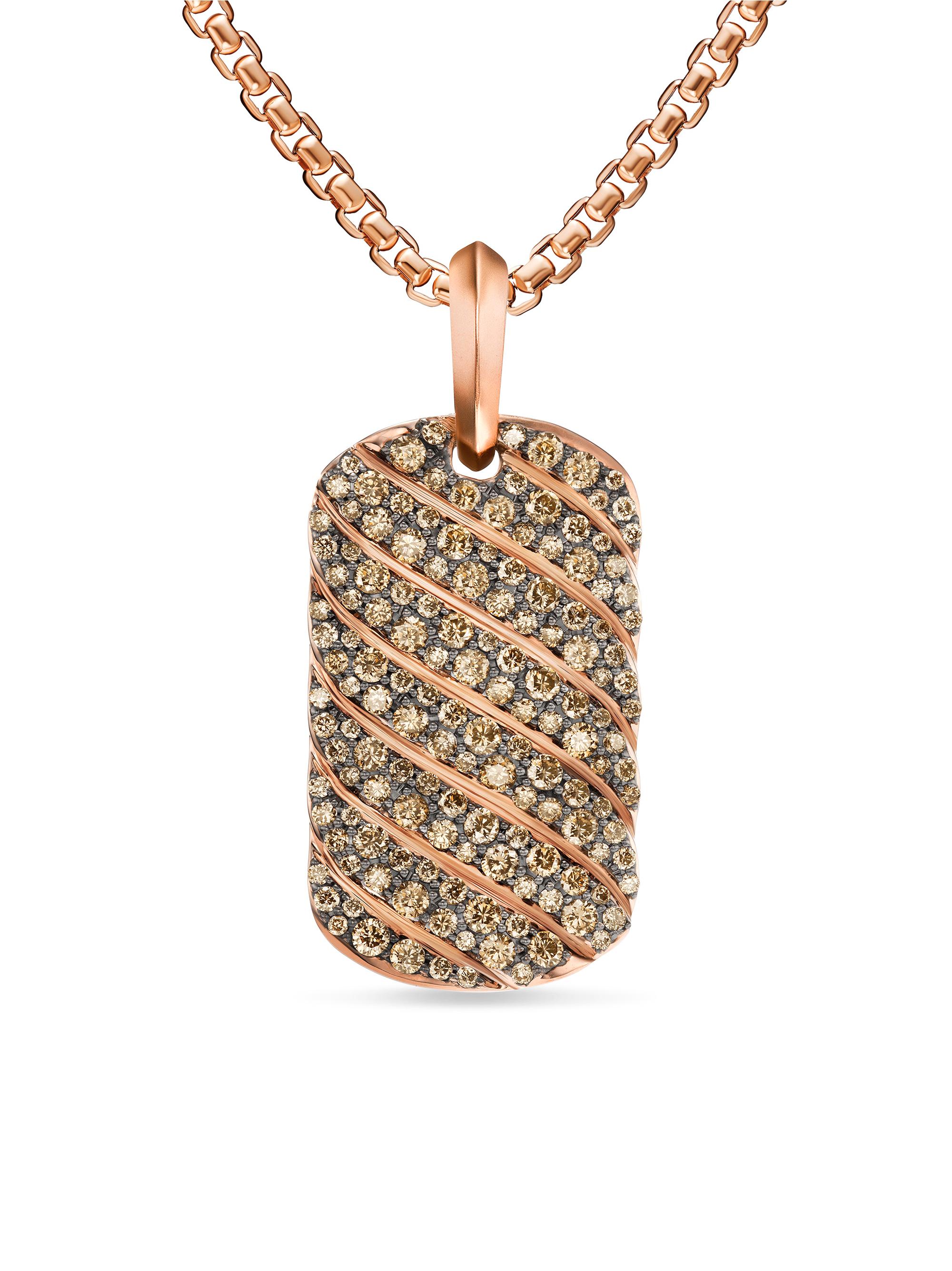 David Yurman Men's Sculpted Cable Tag in 18K Rose Gold - Rose Gold