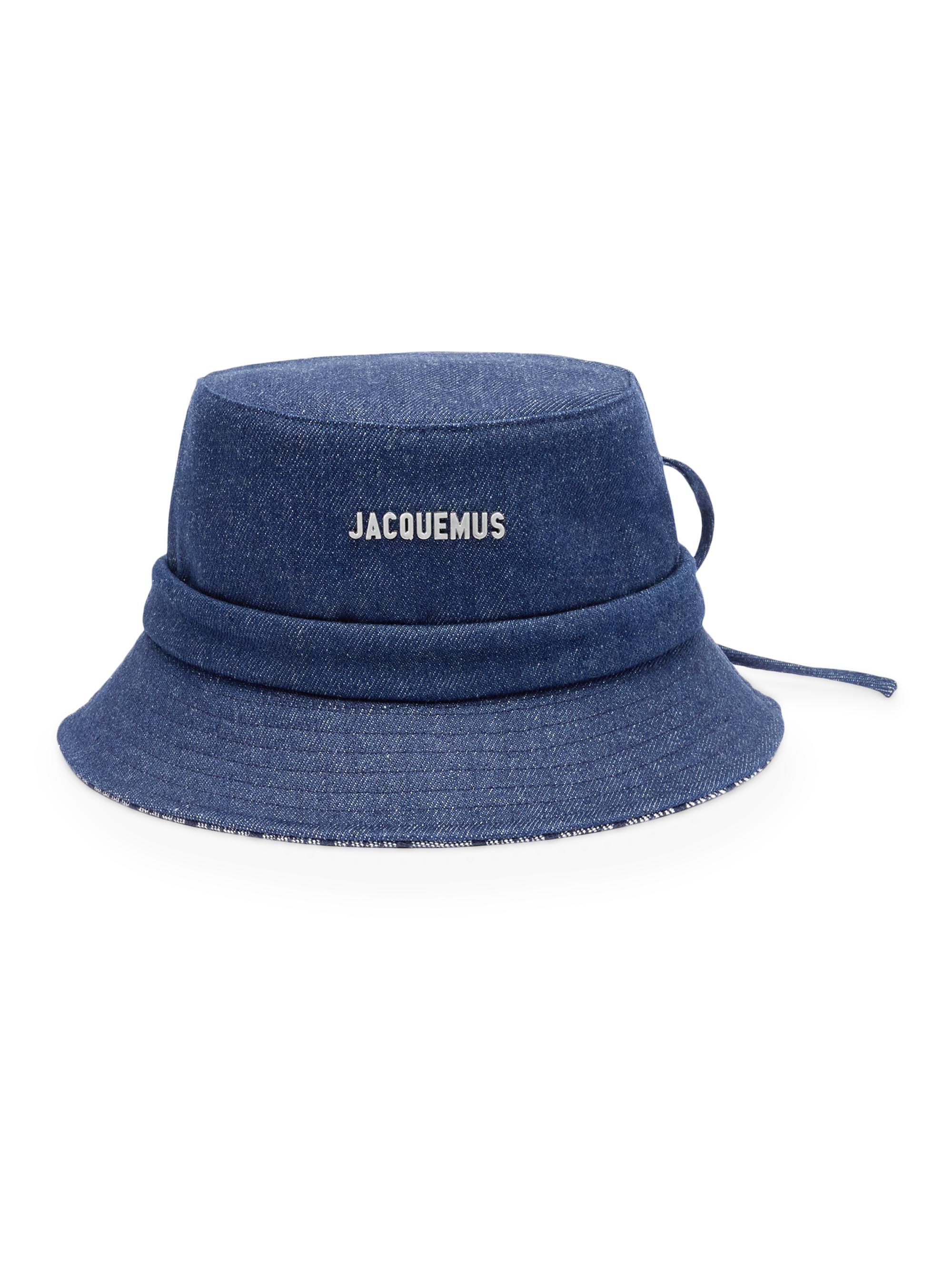 Jacquemus Men's Gadjo Logo Denim Bucket Hat - Navy Stripe