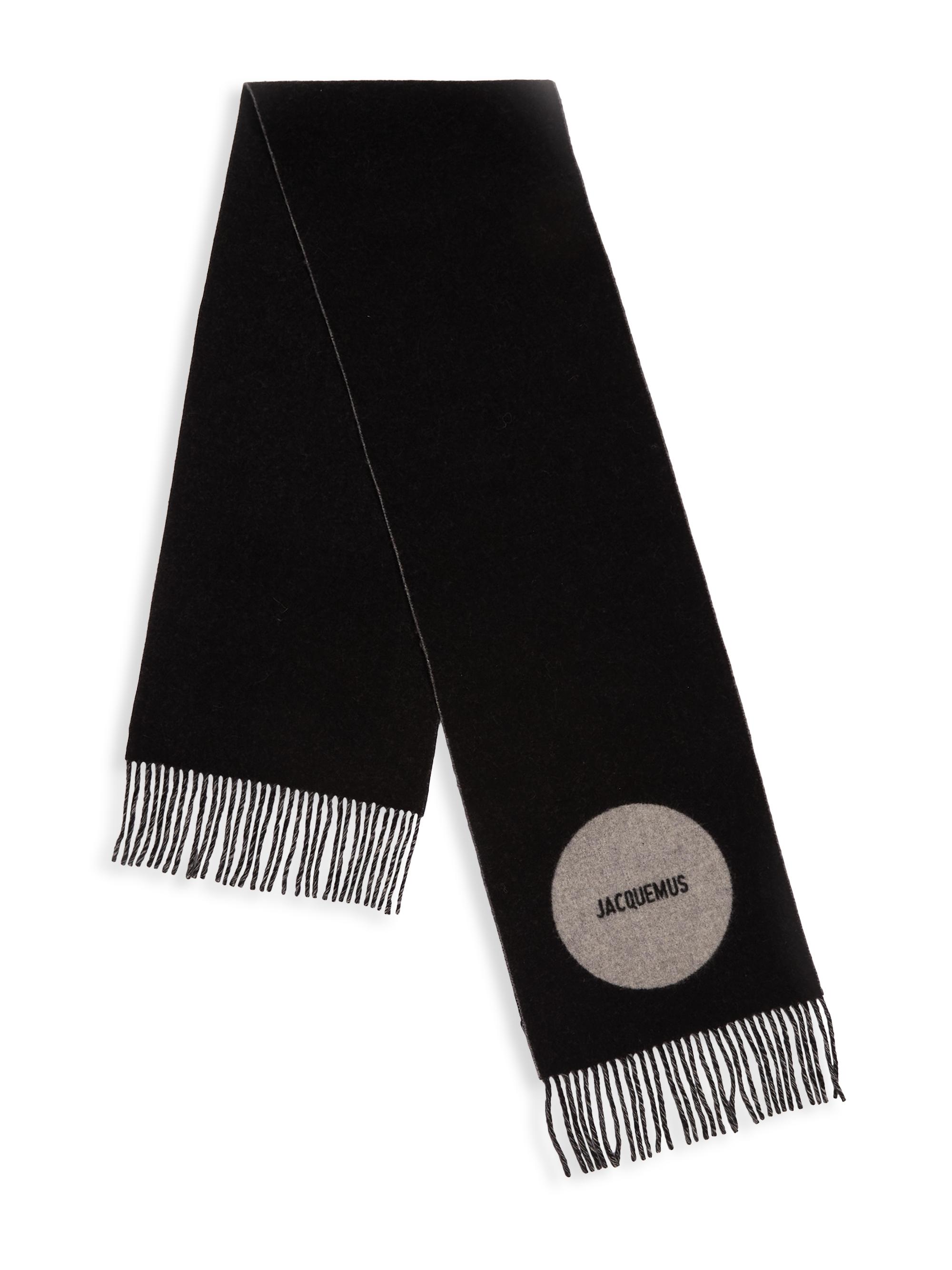 Jacquemus Men's Fringe-Trimmed Wool Scarf - Multi Black