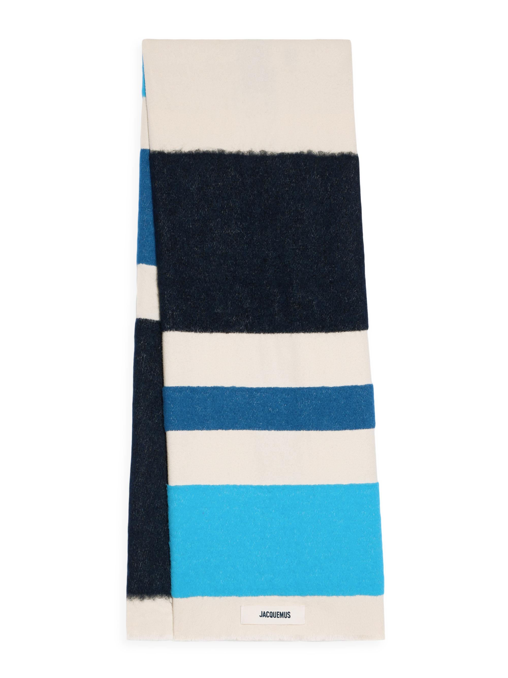 Jacquemus Men's Arazzo Striped Alpaca & Cotton-Blend Scarf - Multi Blue