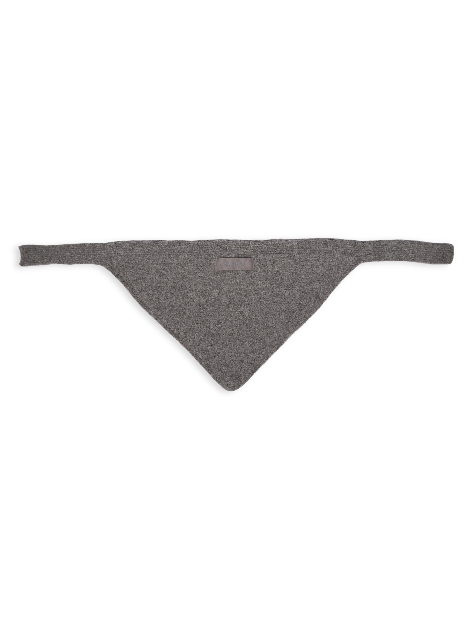 Jacquemus Men's Logo Alpaca-Blend Wrap - Dark Grey